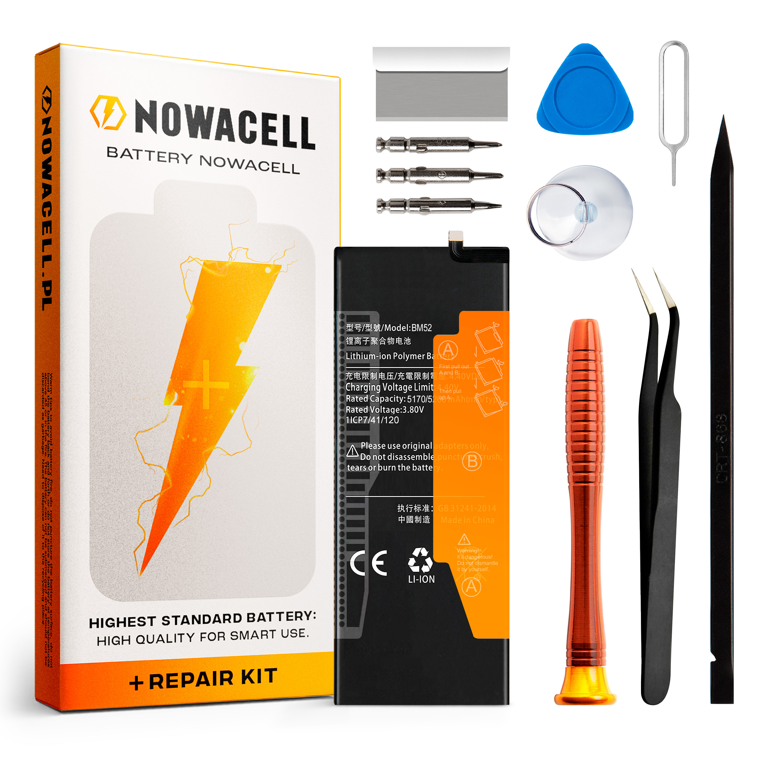 Bateria BM52 do Xiaomi Mi Note 10 / Note 10 Lite, 5260mAh, Zestaw Naprawczy