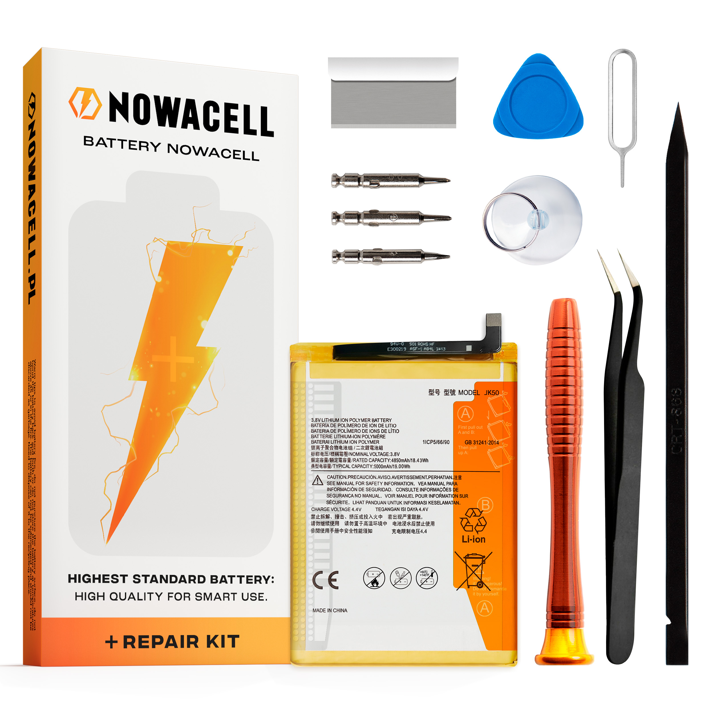Bateria JK50 do Motorola G10, G20, G30, G50, E40, E7 Plus, 5000 mAh, Zestaw