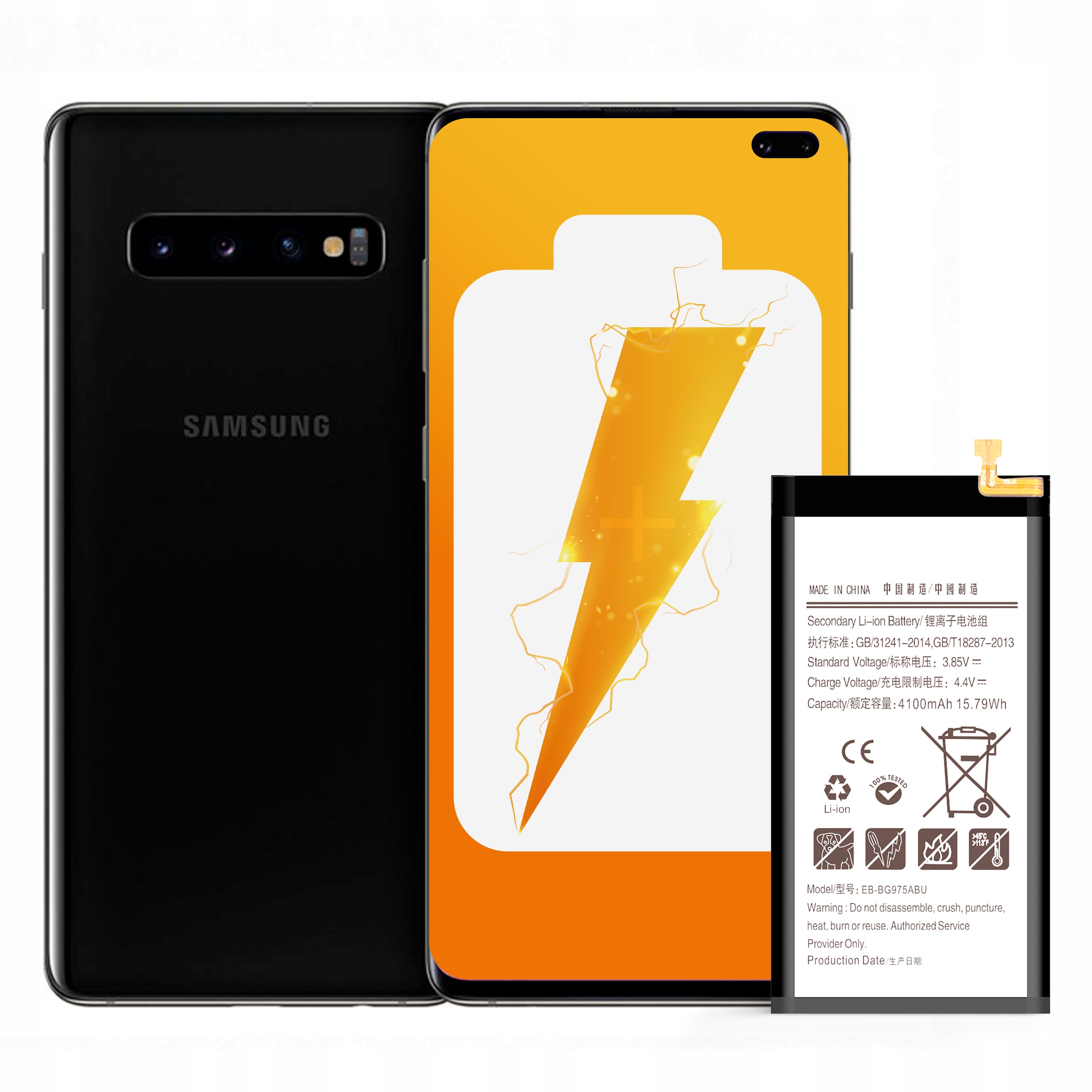 Bateria EB-BG975ABU do Samsung Galaxy S10 Plus Zestaw 4100 mAh NOWACELL
