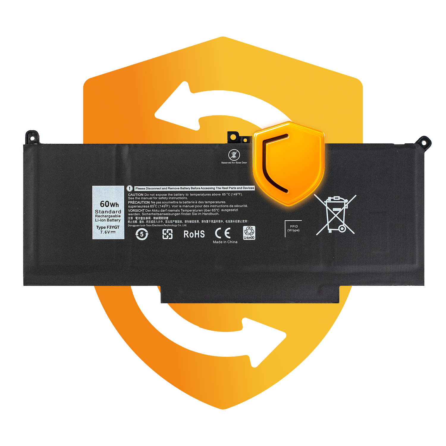 Bateria F3YGT do Dell Latitude 7280 7380 7480 7290 7390 7490 60 Wh 7,6 V