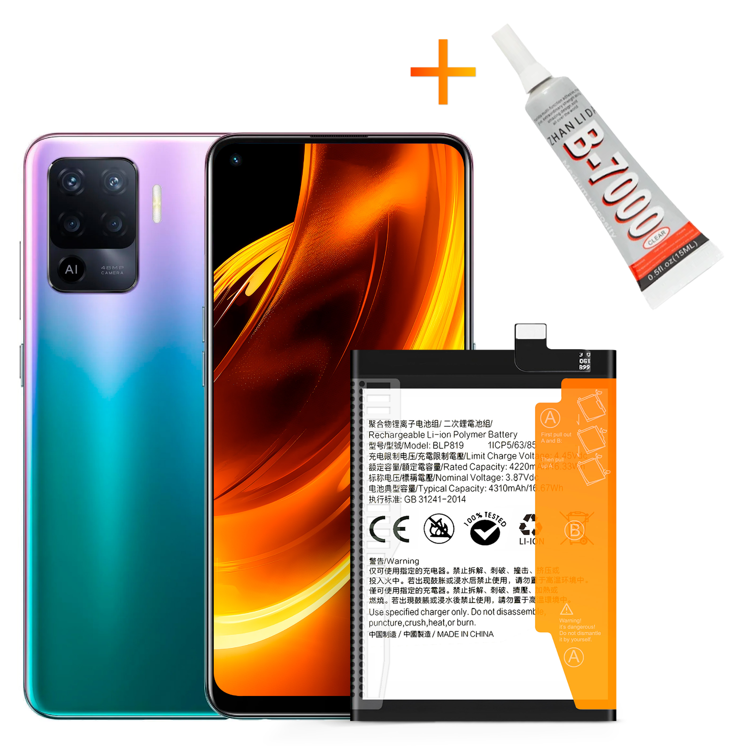 Bateria BLP819 + KLEJ do Oppo Reno 5, 5 lite, 6, 4310 mAh Akumulator