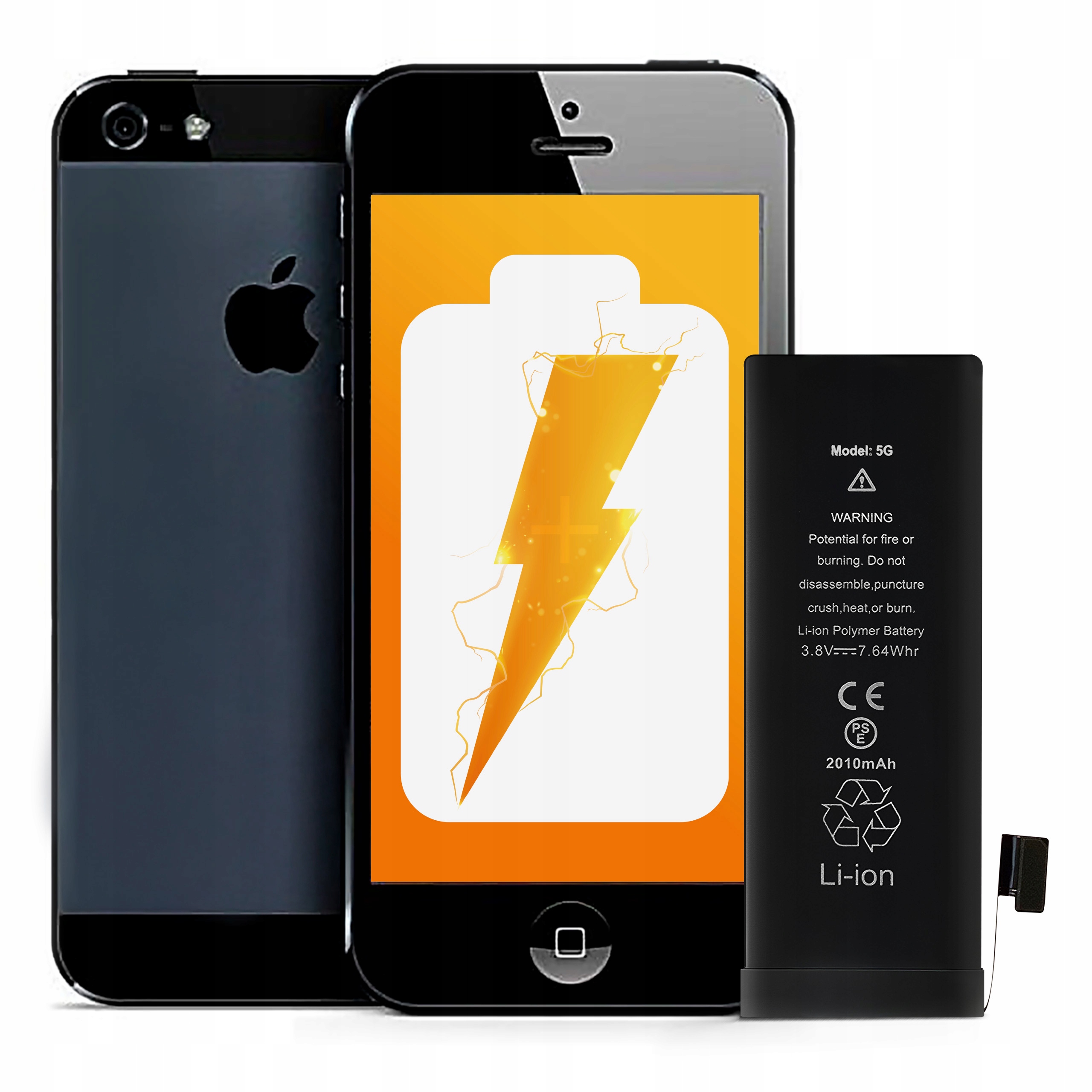 Zestaw Bateria do iPhone 5 BEZ KOMUNIKATU Większa Pojemność 1950  mAh