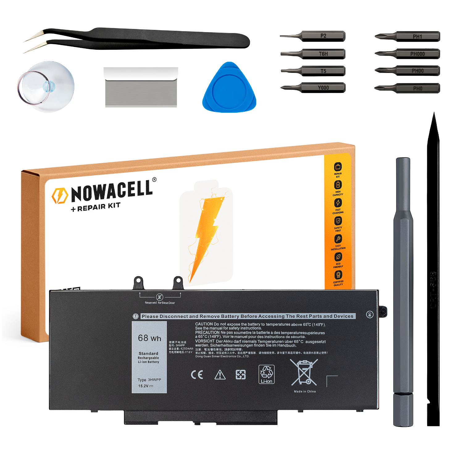 Bateria 3HWPP do Dell Latitude 5501 Precision 3540 Inspiron 7591 15.2V 68Wh
