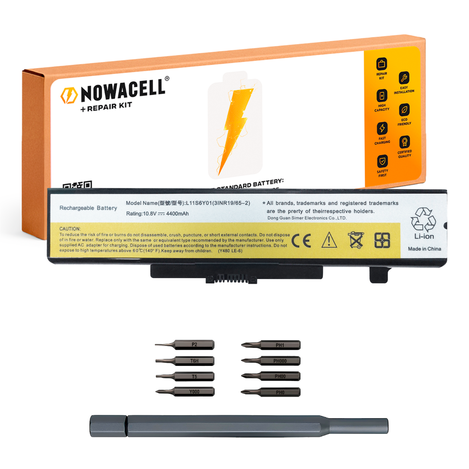 Bateria L11S6Y01 do Lenovo Y480 Y580 G400 G480 G580 Z380 10,8V 4400 mAh