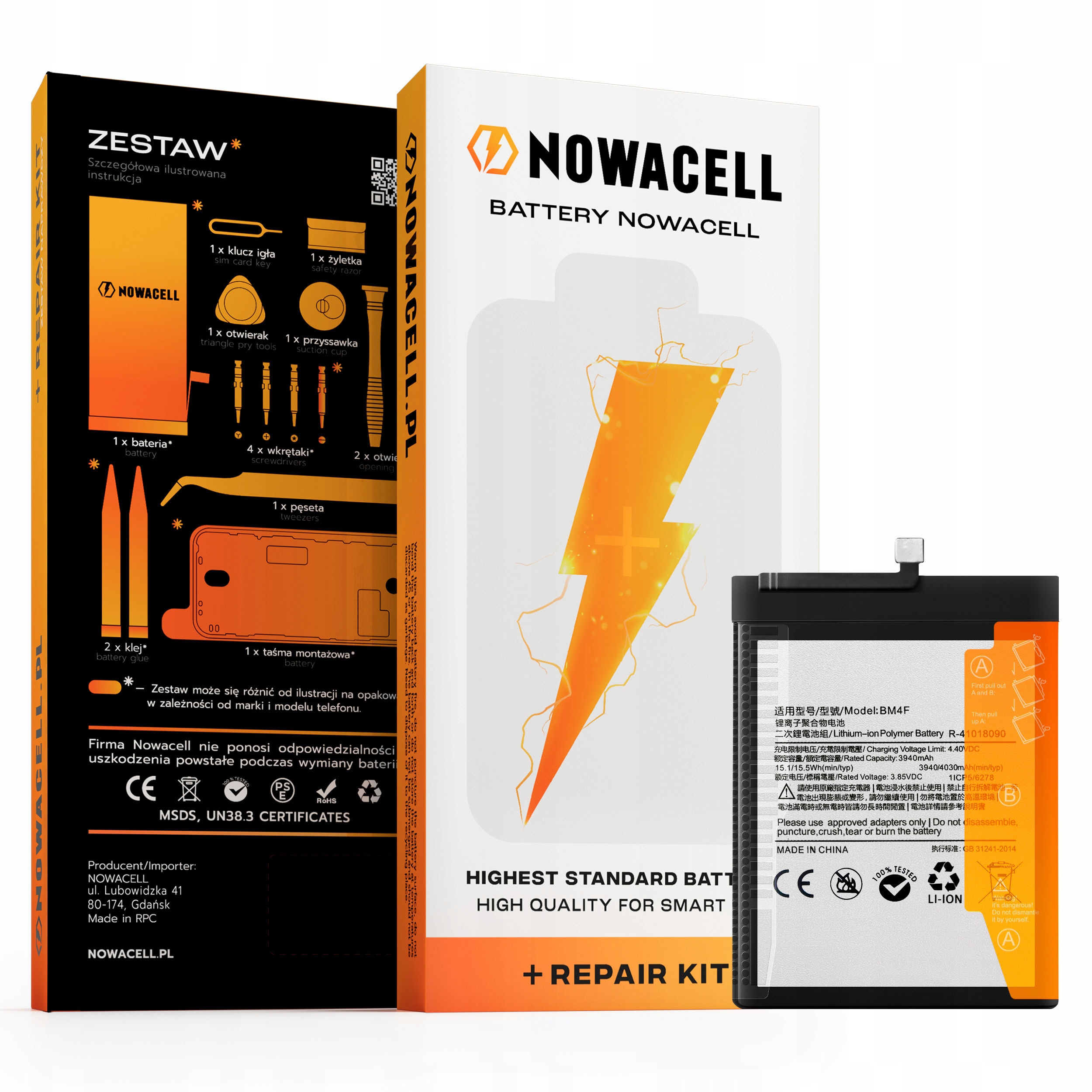 Bateria BM4F do Xiaomi Mi A3, Mi 9 Lite, 4030 mAh, Zestaw Naprawczy
