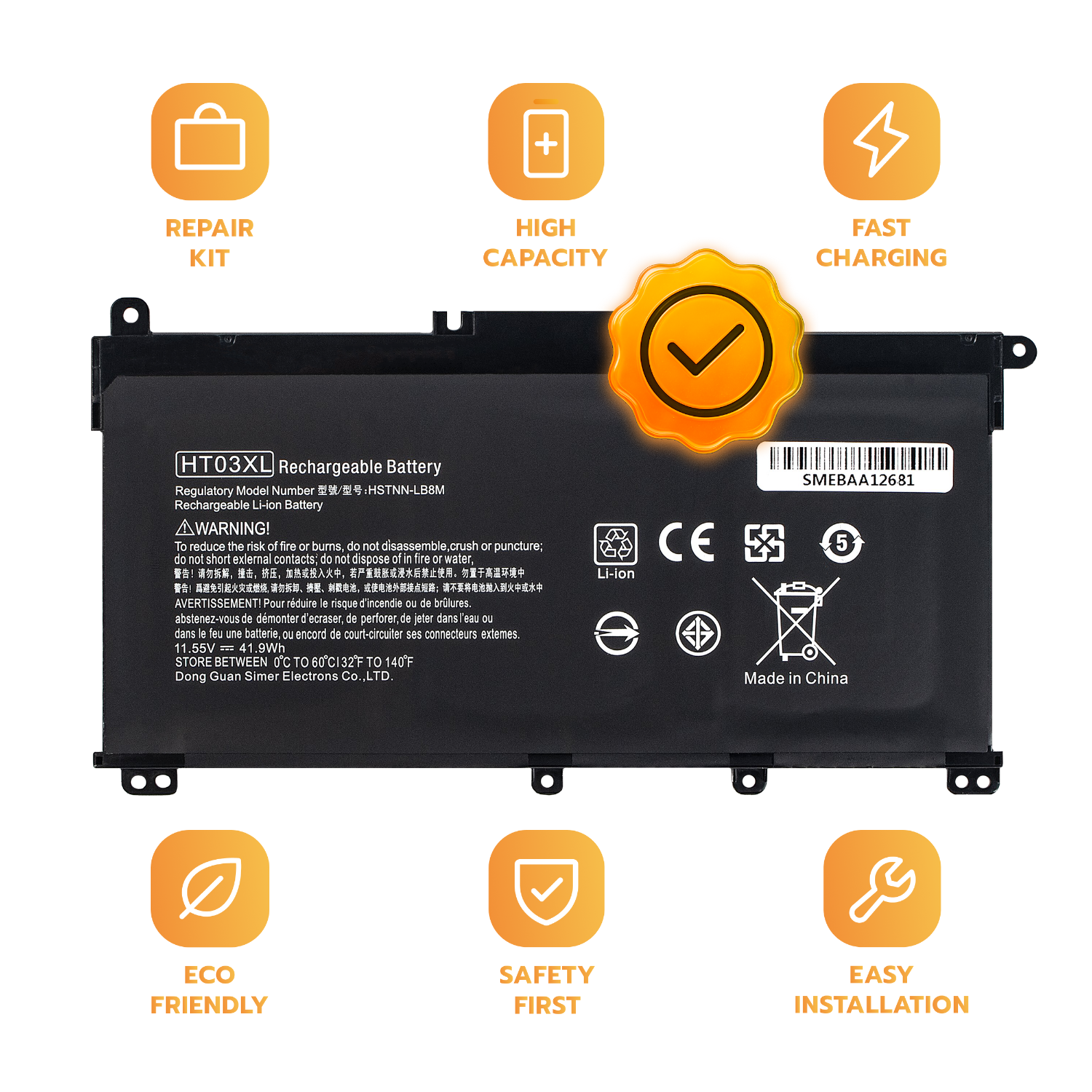Bateria HT03XL do HP Pavilion 14 15 x360 Notebook 14 15 17 42 Wh 11,55 V