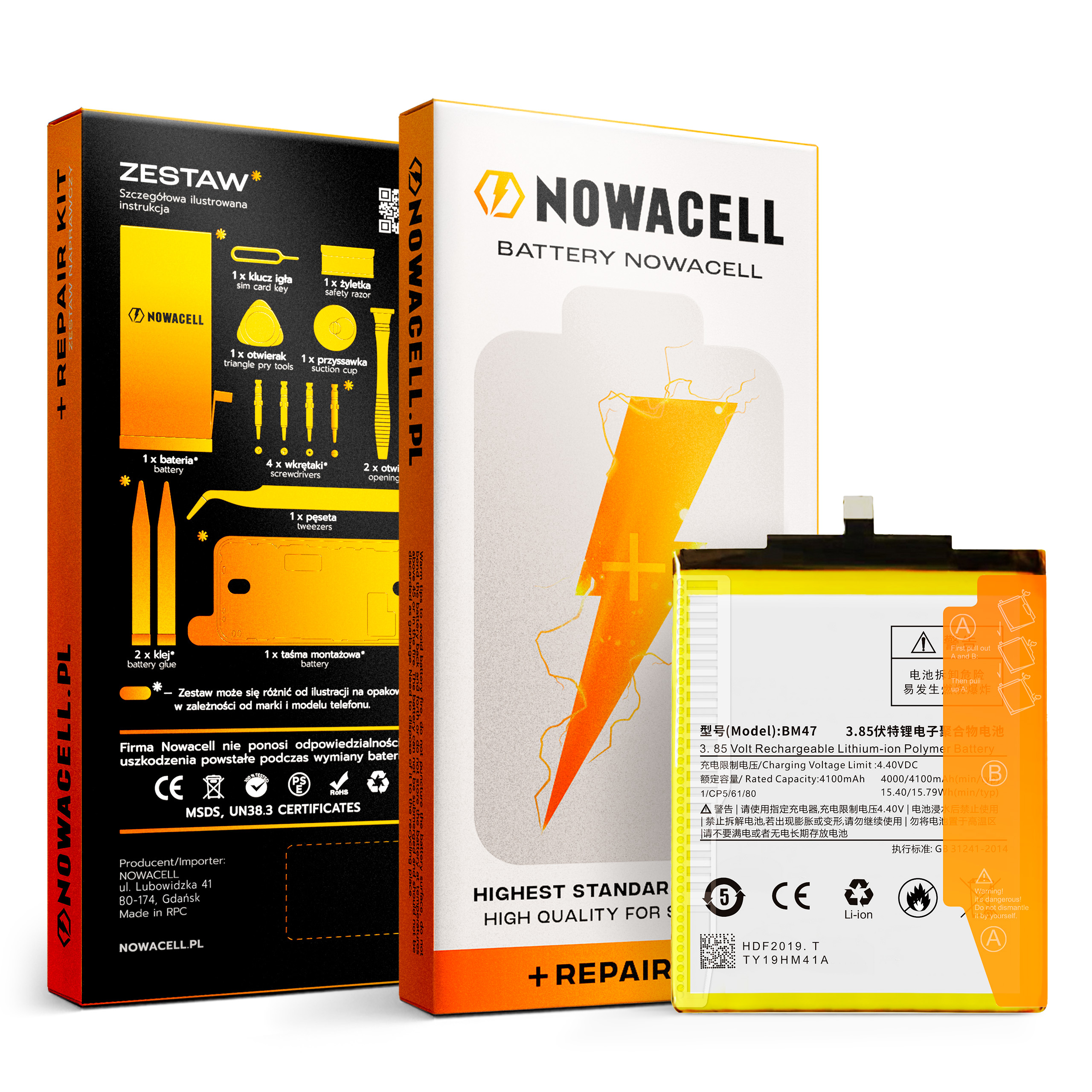 Bateria BM47 do Xiaomi Redmi 3, 3 Pro, 4X, 4100 mAh, Zestaw Naprawczy