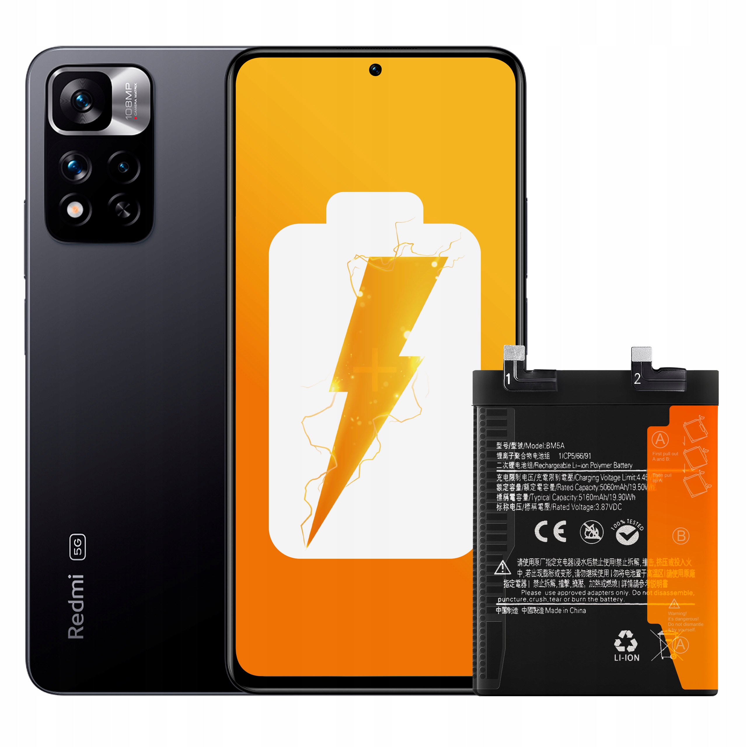 Bateria BM5A do Xiaomi Redmi Note 11 Pro 4G 5160 mAh, Zestaw Naprawczy