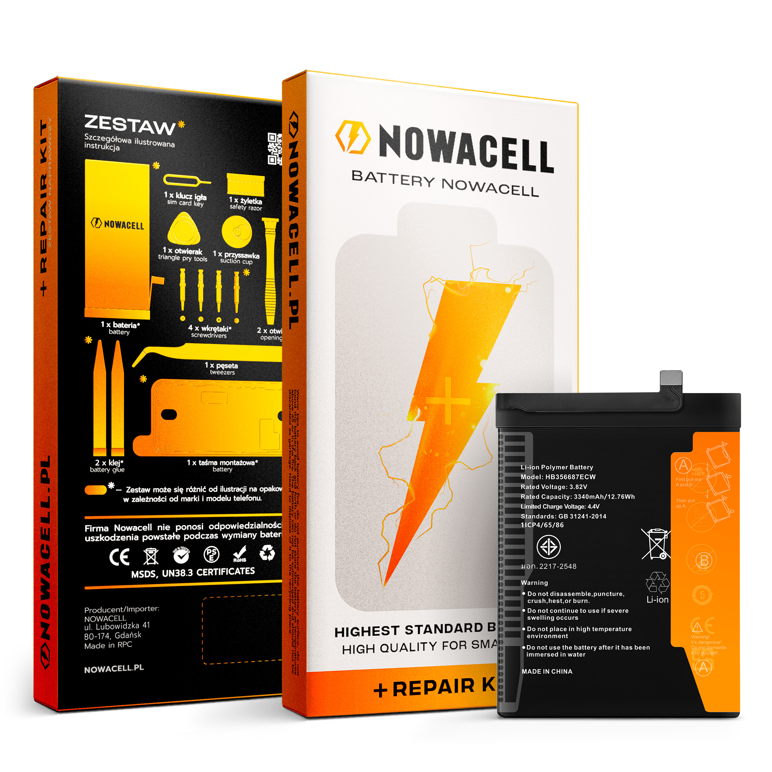 Bateria HB356687ECW do Huawei P30 Lite, 3340 mAh, Zestaw