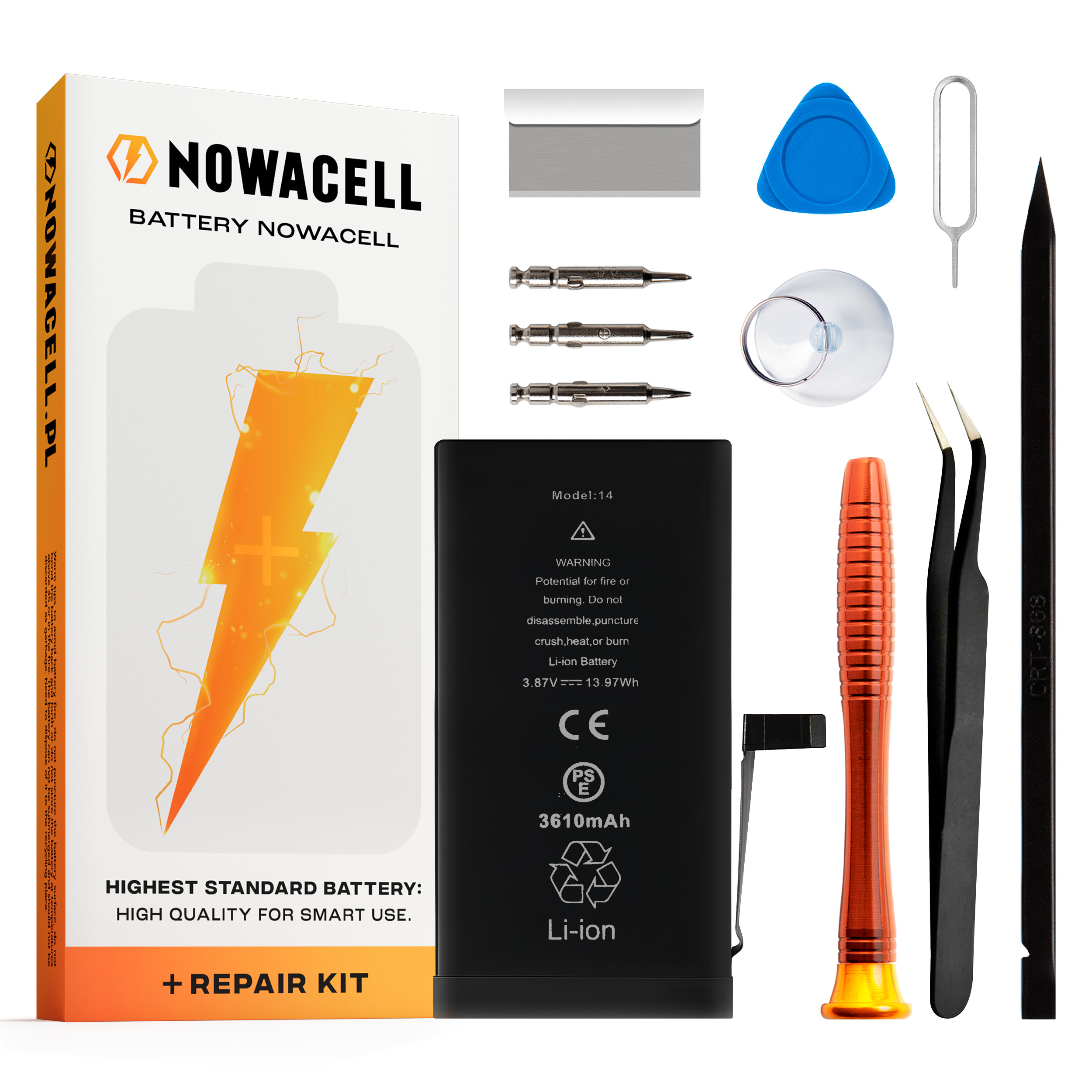 Bateria do iPhone 14 Większa Pojemność 3500 mAh Zestaw NOWACELL
