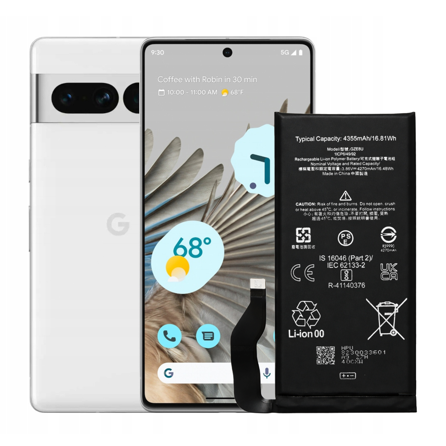 Bateria GZE8U do Google Pixel 7 4335 mAh Akumulator Oryginalna Pojemność