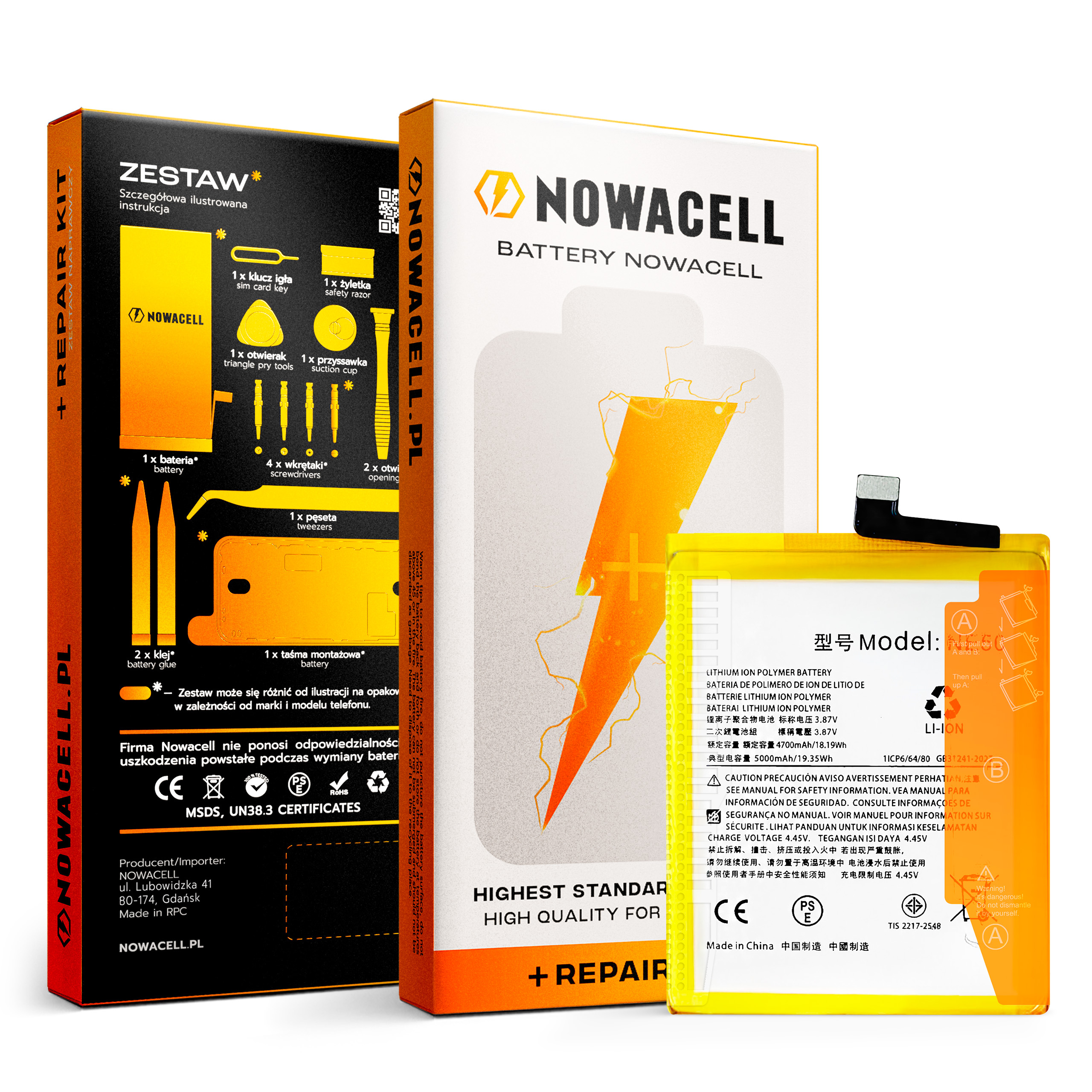 Zestaw Bateria NE50 + KLEJ do Motorola G52, G72, G82 5G, 5000 mAh, NOWACELL