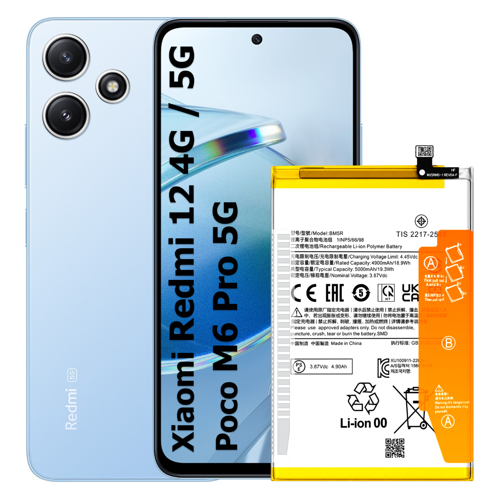 Bateria BM5R do Xiaomi Redmi 12 4G 5G, Poco M6 Pro 4G 5000 mAh Akumulator