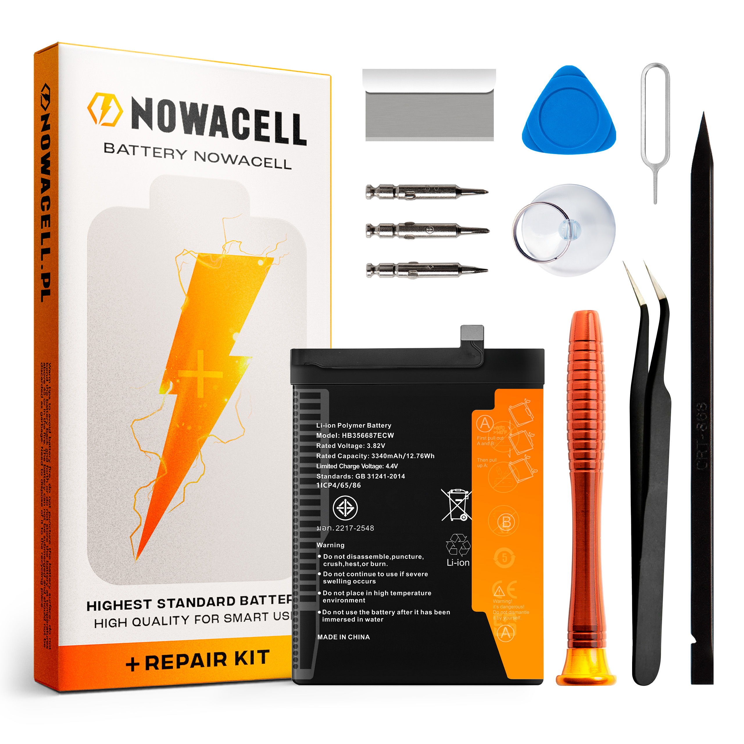 Bateria HB356687ECW do Huawei P30 Lite, 3340 mAh, Zestaw