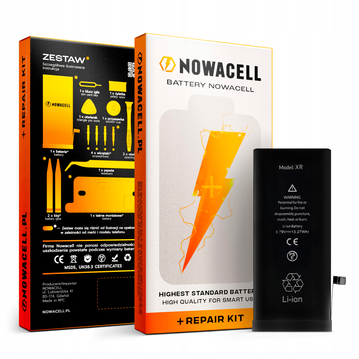 Bateria do iPhone XR Większa Pojemność 3500 mAh Zestaw NOWACELL