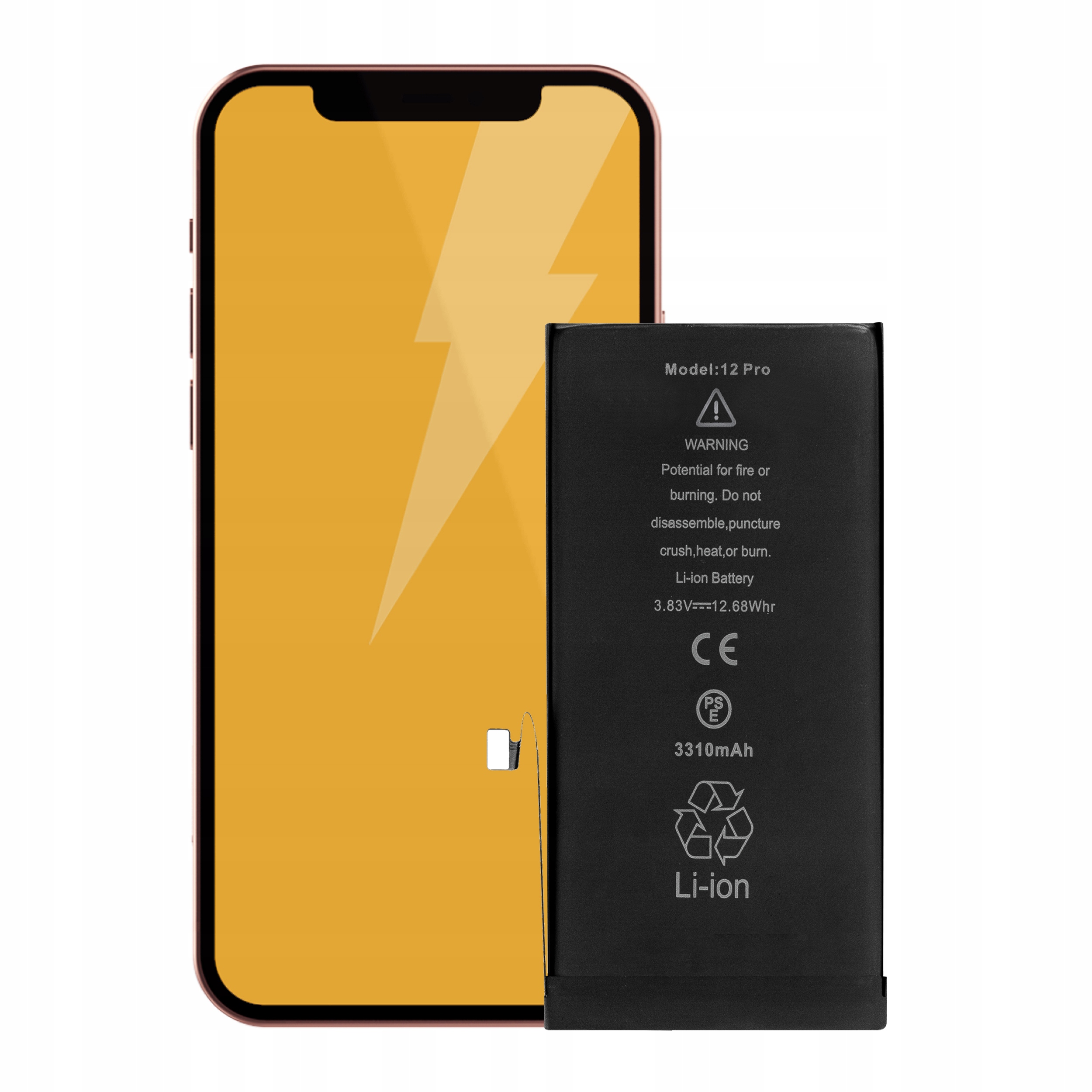 Bateria + Uszczelka do iPhone 12 / 12 Pro Większa Pojemność 3310 mAh Nowa