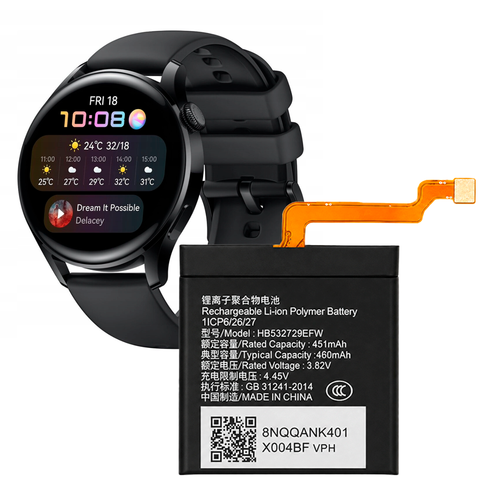 Bateria HB532729EFW do Huawei Watch 3 GLL-AL00 / GT 2 Pro VID-B19 460 mAh