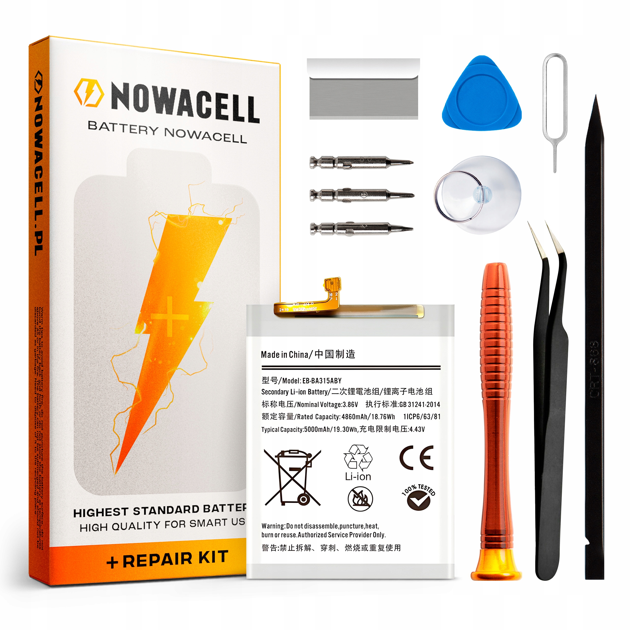 Bateria EB-BA315ABY do Samsung A31 A32 A22 F22 Zestaw 5000 mAh NOWACELL