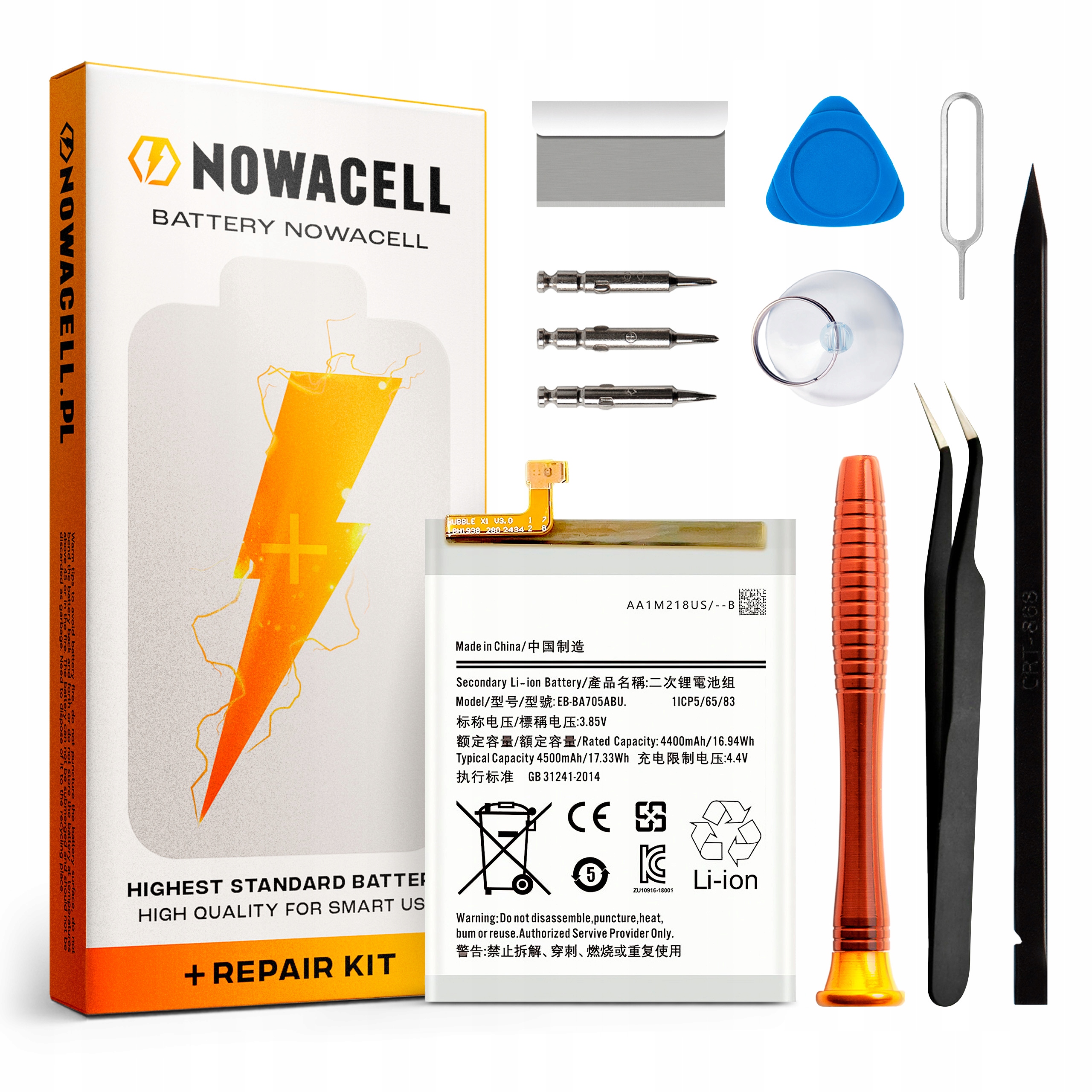 Bateria EB-BA705ABU do Samsung A70 Zestaw 4500 mAh NOWACELL