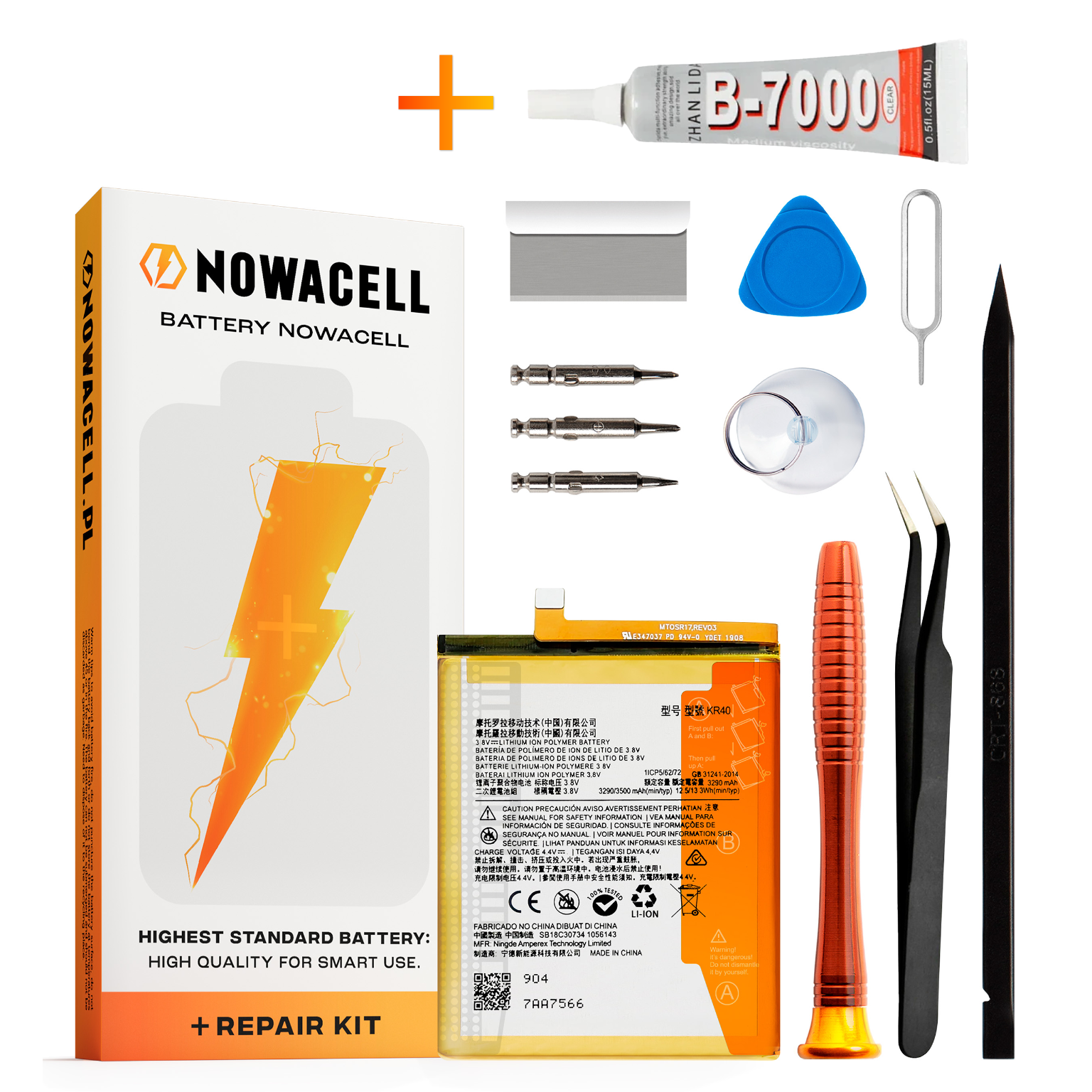 Zestaw Bateria KR40 + KLEJ B7000 do Motorola One Vision One Action 3500 mAh