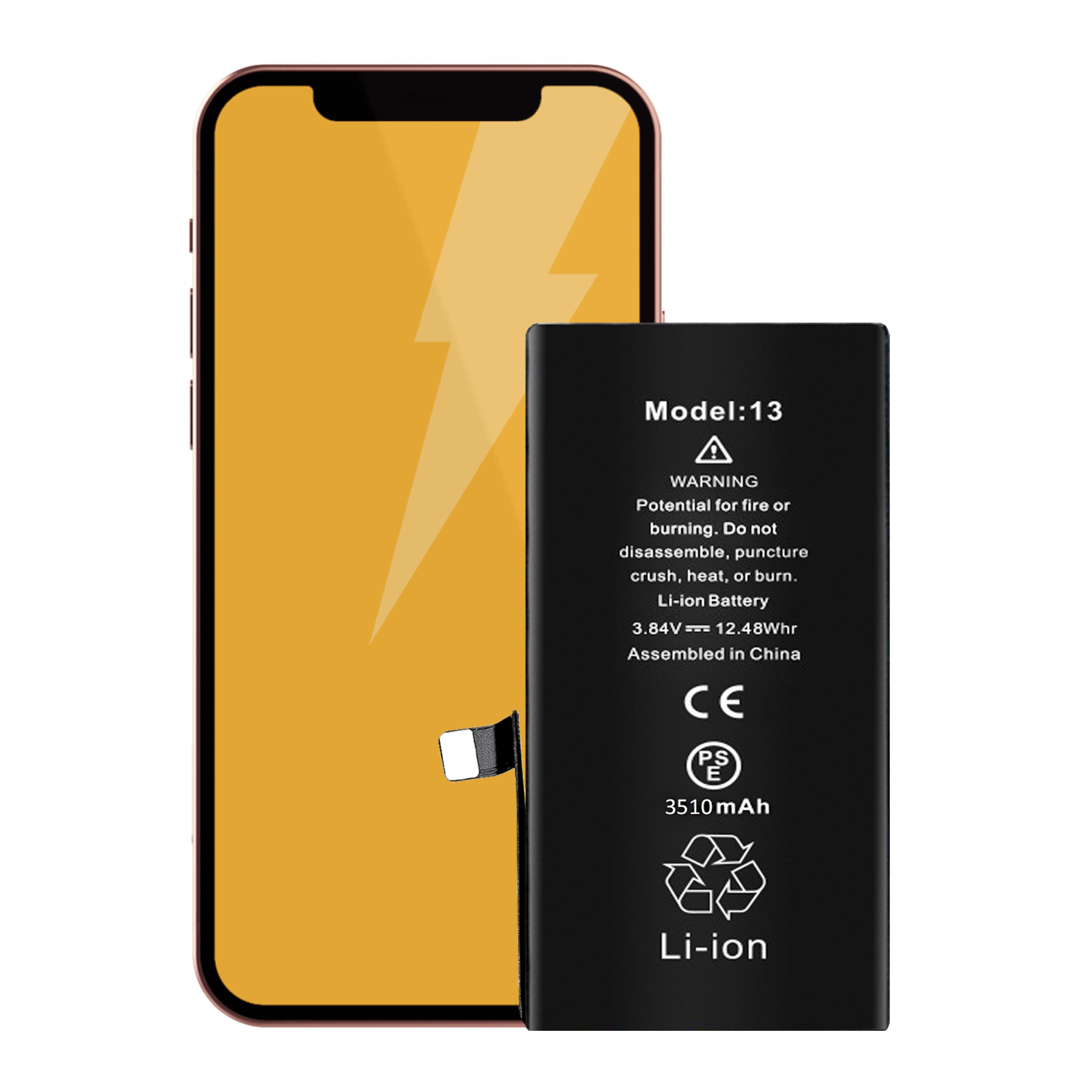 Bateria + Uszczelka do iPhone 13 Większa Pojemność 3510 mAh NOWACELL