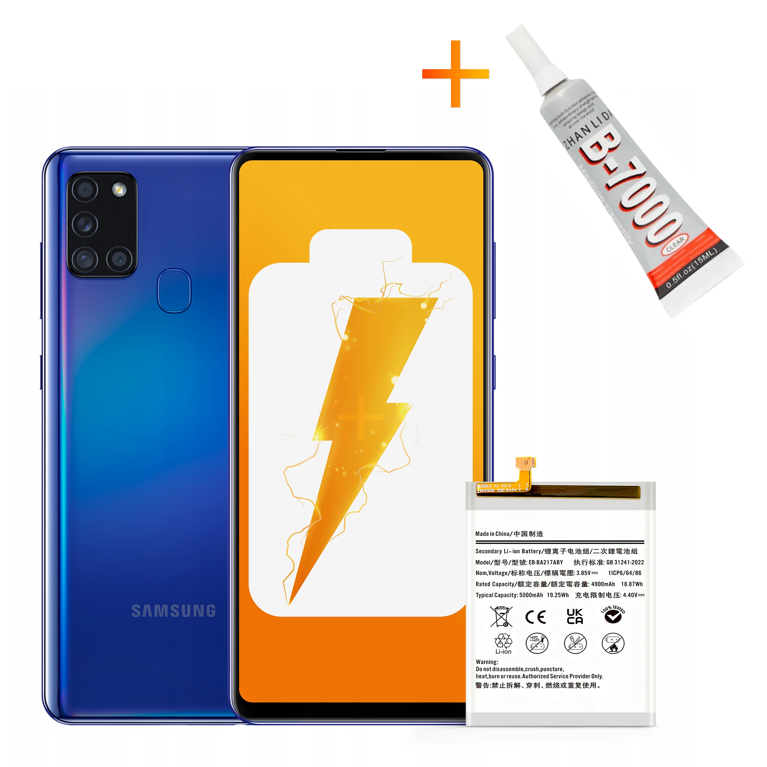 Bateria EB-BA217ABY + KLEJ do Samsung A21S A12 A02 A13 A04S M12 5000 mAh