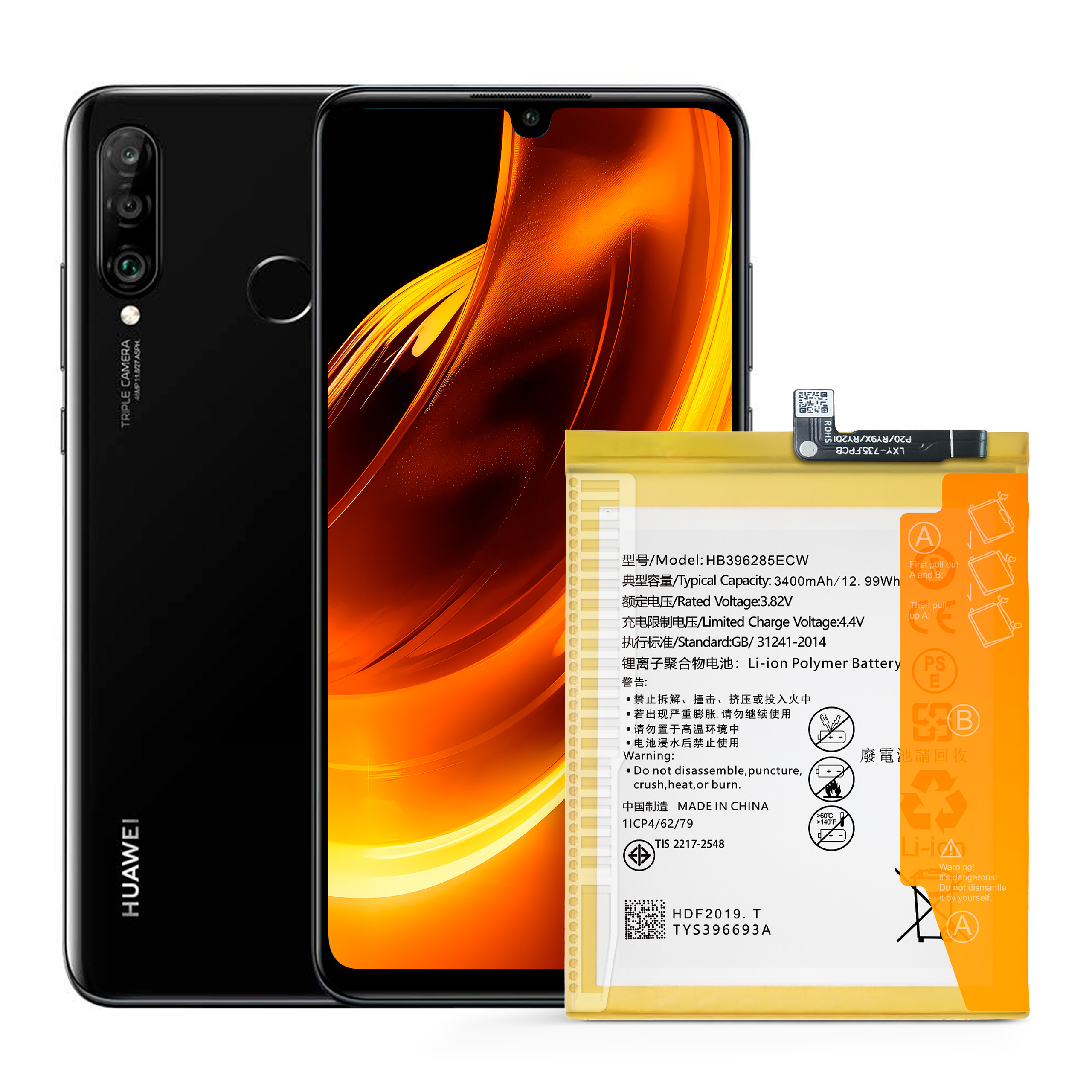 Bateria HB396285ECW do Huawei P20, Honor 10, 3400 mAh, Oryginalna Jakość