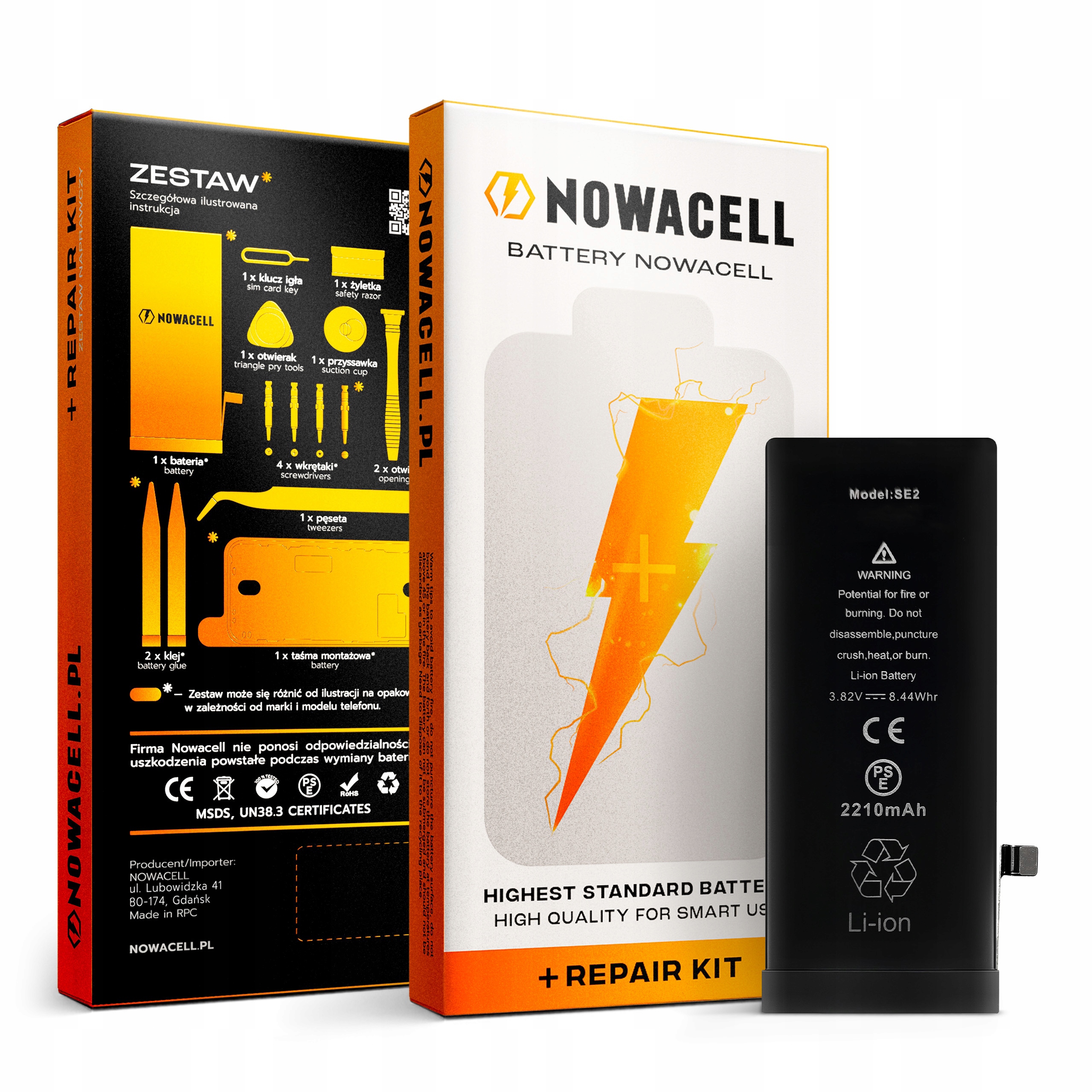 Bateria do iPhone SE 2020 Większa Pojemność 2210 mAh Zestaw NOWACELL