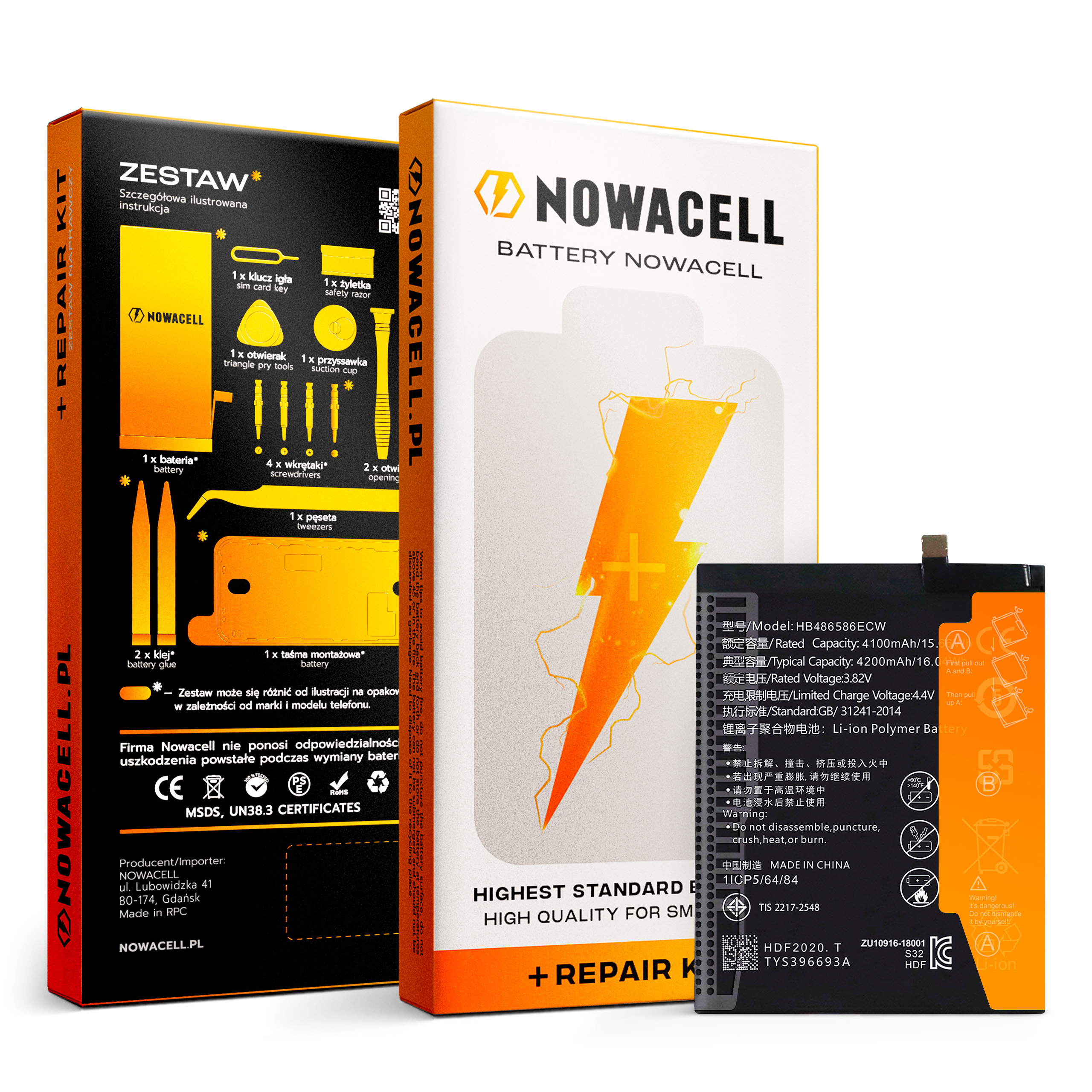Bateria HB486586ECW do Huawei P40 Lite, Mate 30, 4200 mAh, Zestaw