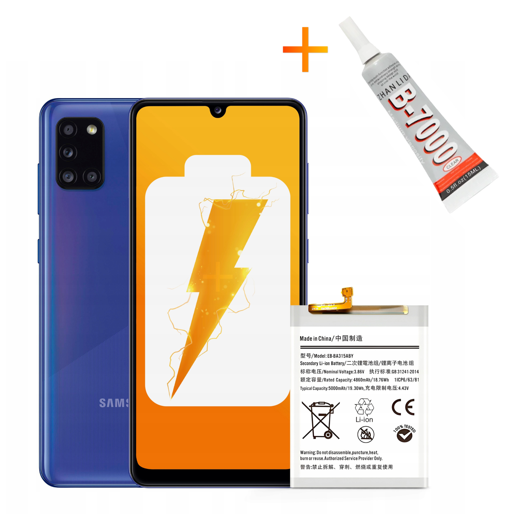 Bateria EB-BA315ABY + KLEJ do Samsung A31 A32 A22 F22 5000 mAh Akumulator