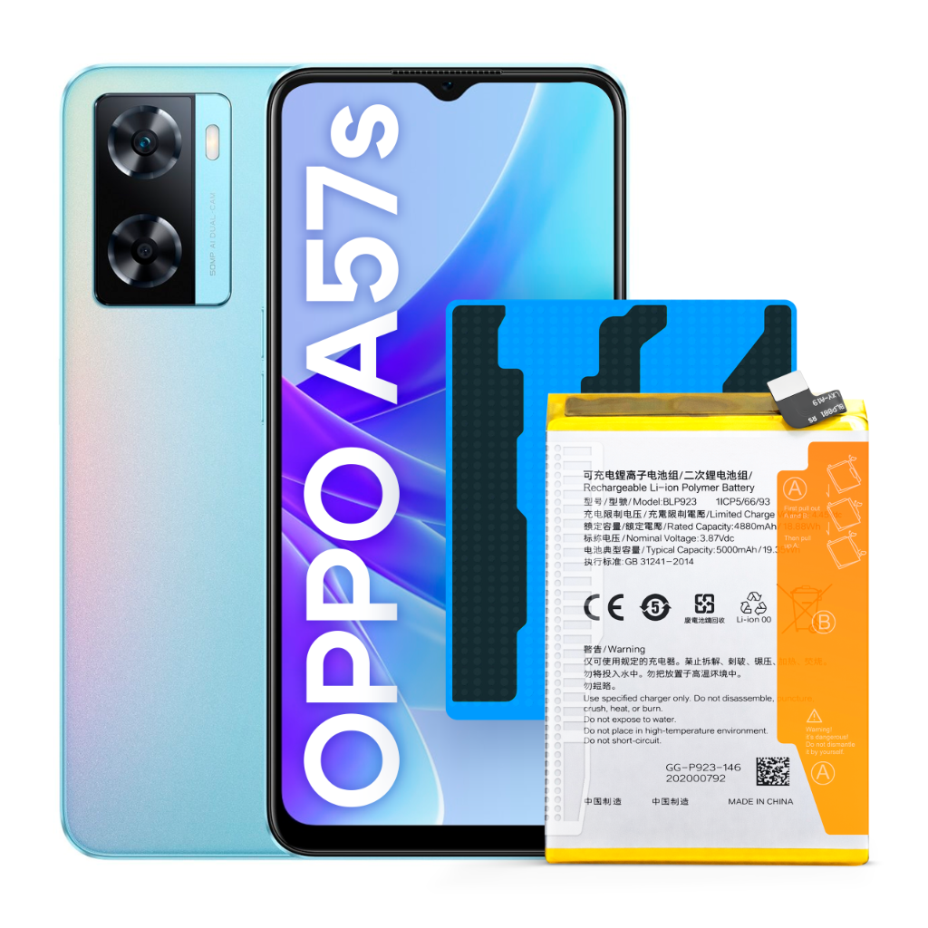 Bateria BLP923 do Oppo A57 A57s A77 5G A77s, A78 A97 Realme C51 5000 mAh