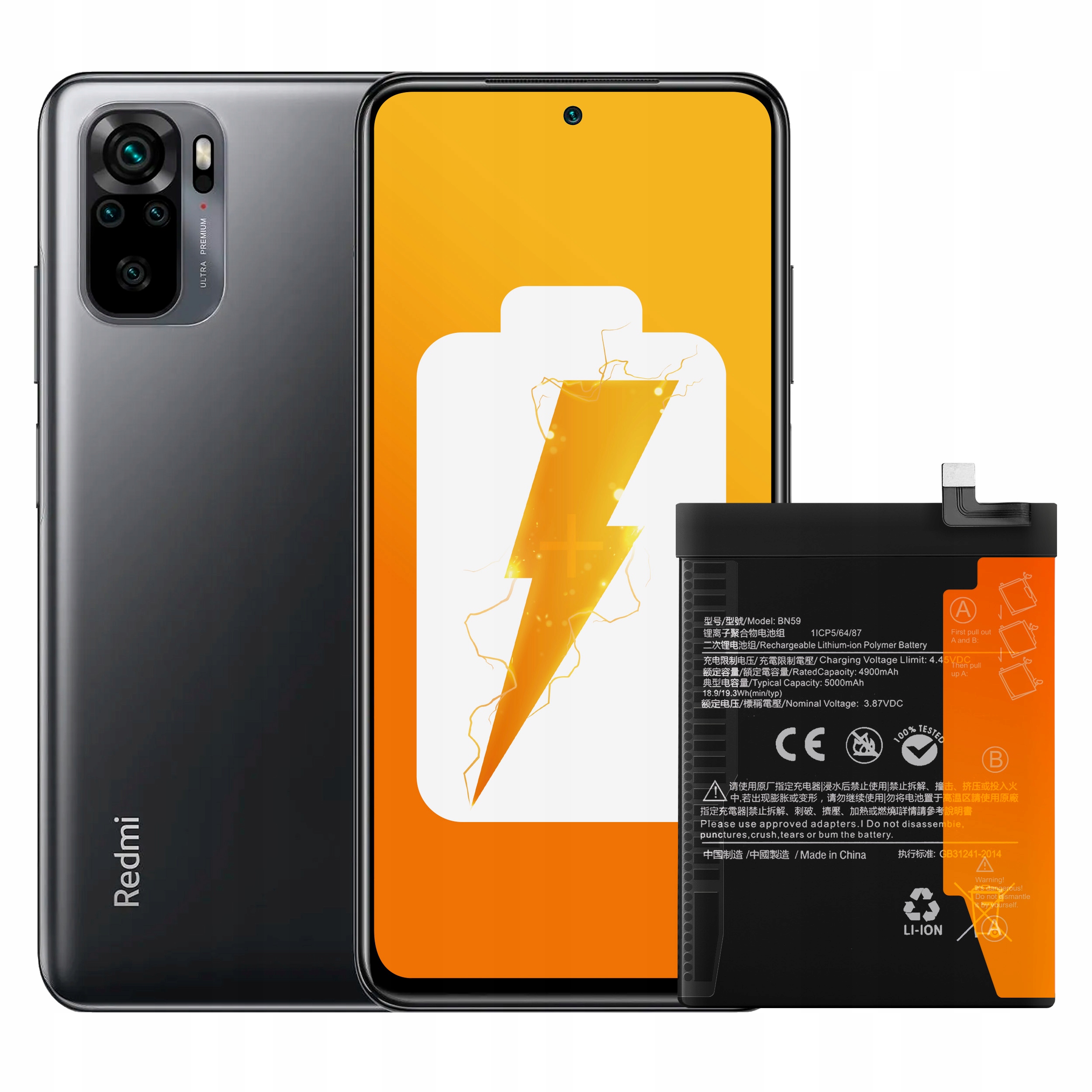 Bateria BN59 do Xiaomi Redmi Note 10, 10S, 5000 mAh, Zestaw Naprawczy