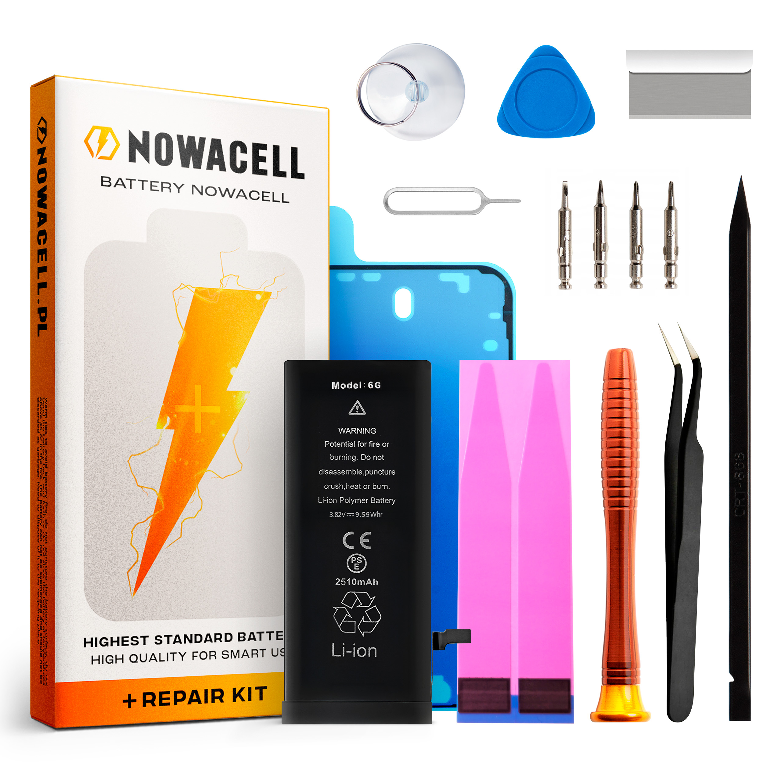 Zestaw Bateria do iPhone 6 BEZ KOMUNIKATU Większa Pojemność 2510 mAh