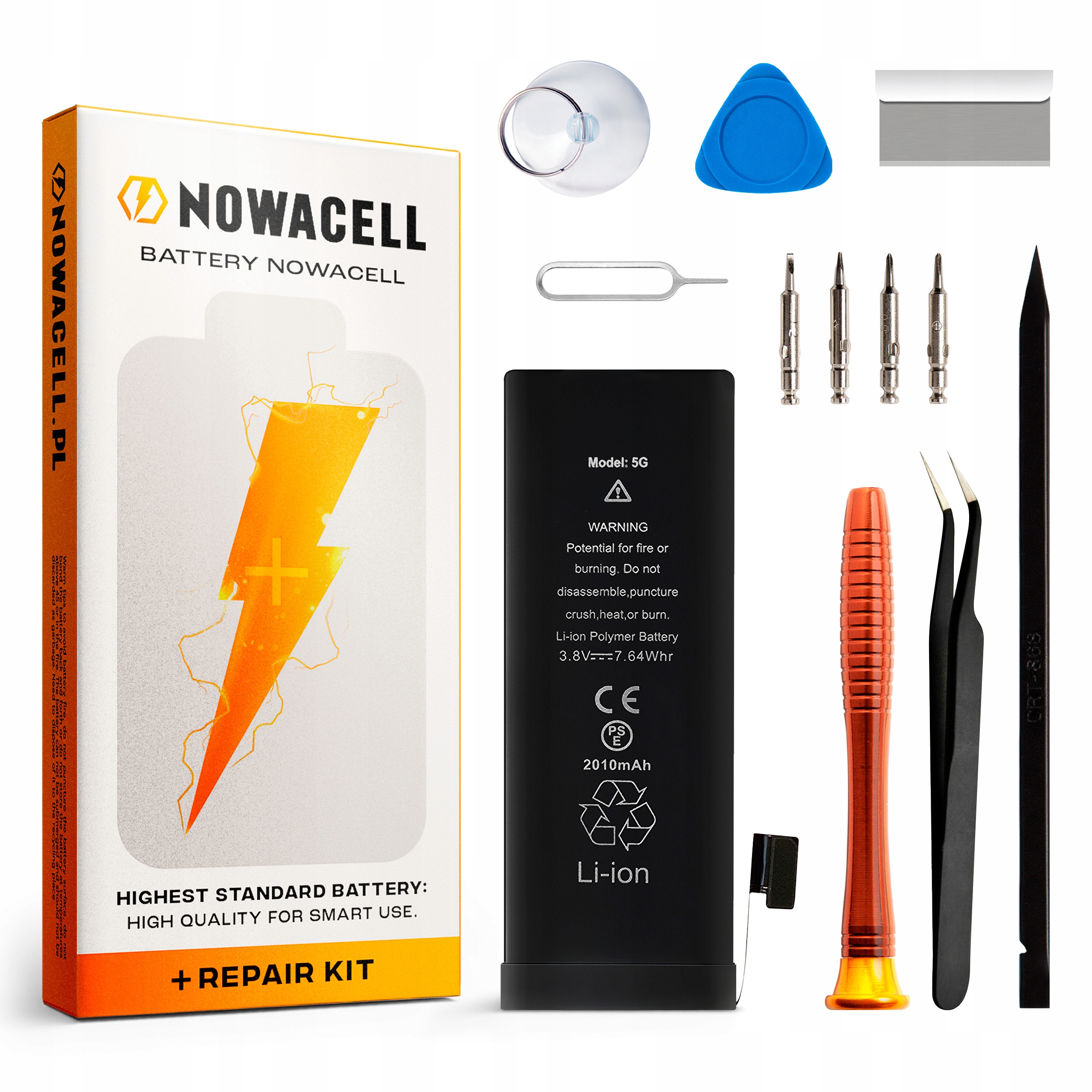 Zestaw Bateria do iPhone 5 BEZ KOMUNIKATU Większa Pojemność 1950  mAh