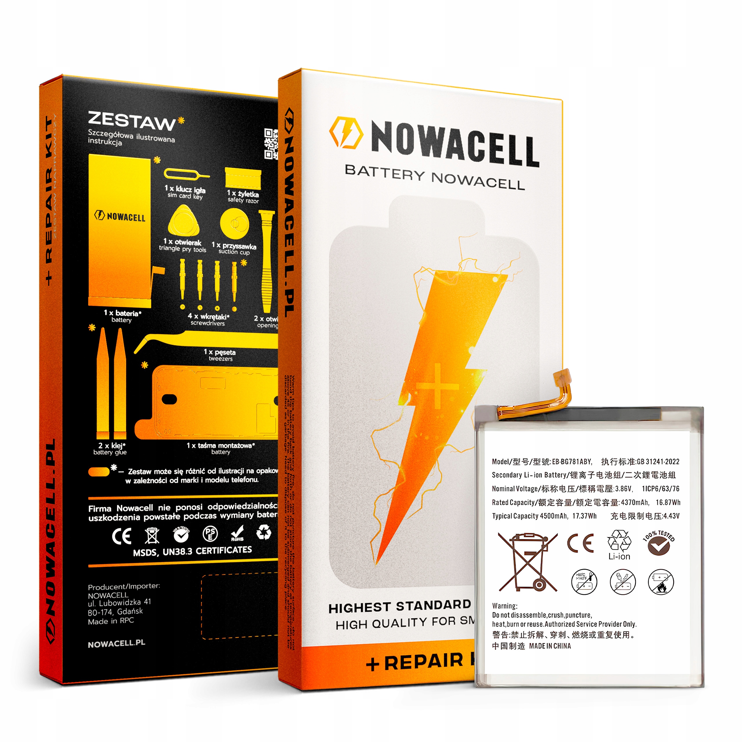 Bateria EB-BG781ABY do Samsung A52 S20 FE Zestaw 4500 mAh NOWACELL