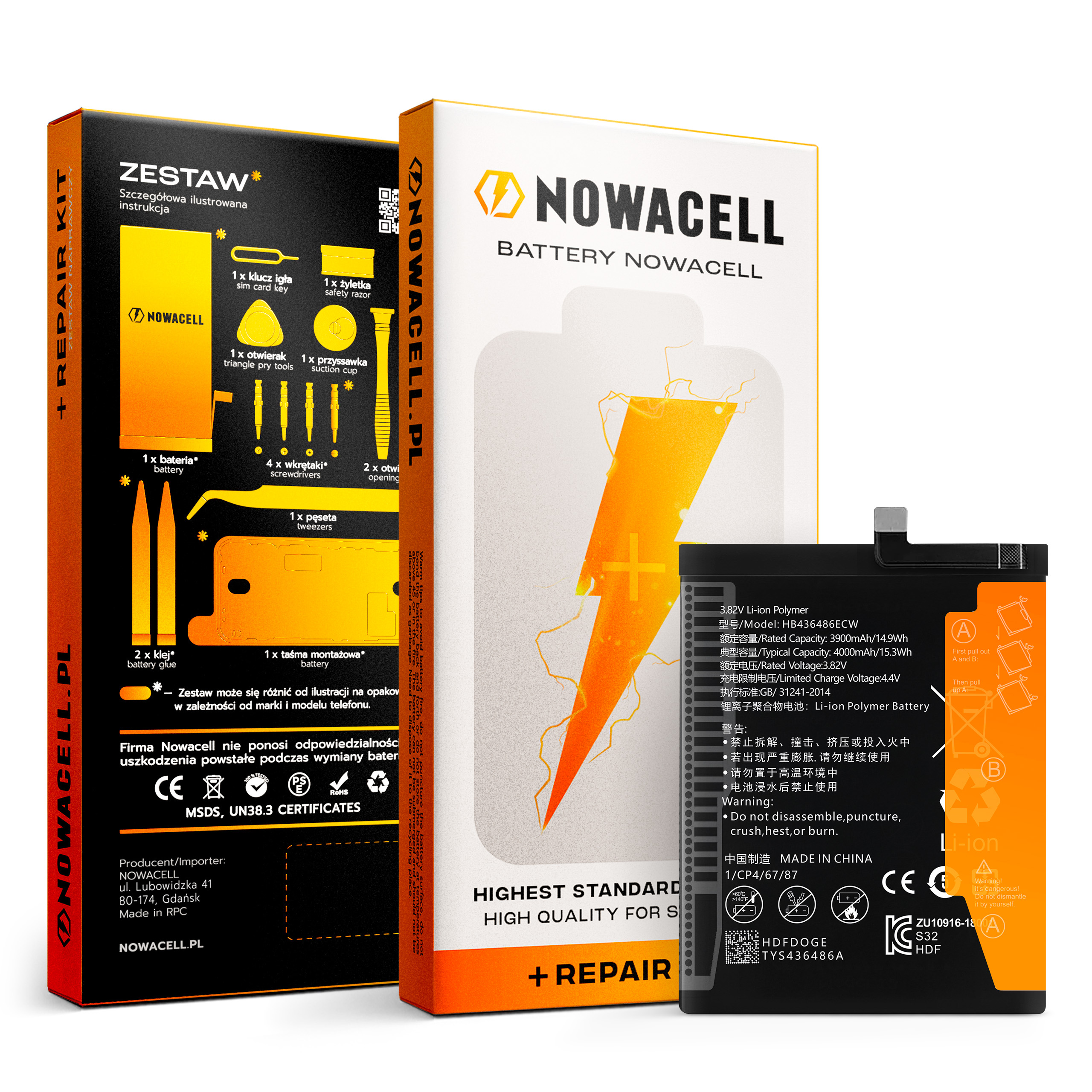 Zestaw Bateria HB436486ECW + KLEJ B7000 do Huawei P20 Pro 4000 mAh NOWACELL