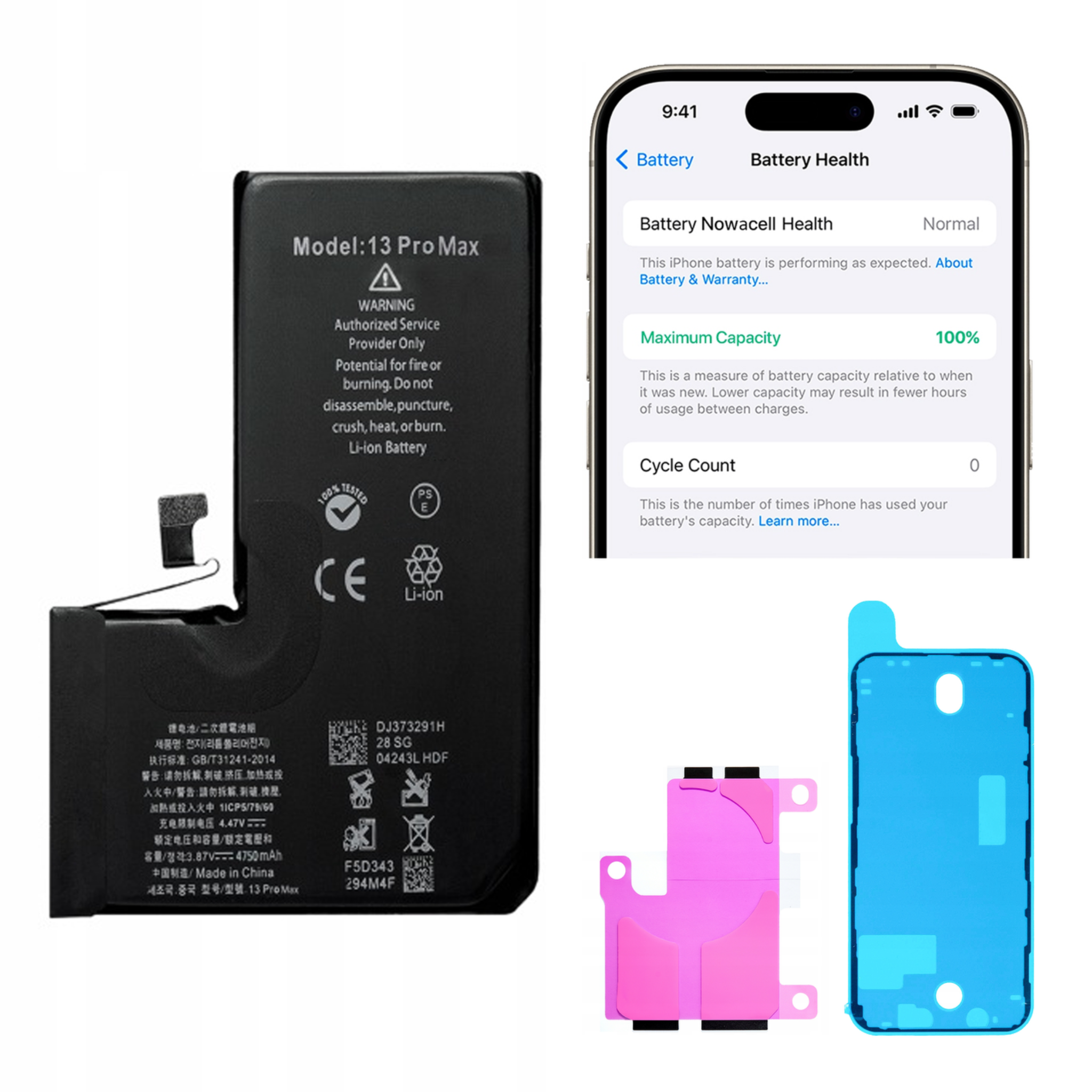 Bateria + Uszczelka do iPhone 13 Pro Max BEZ KOMUNIKATU Większa pojemność