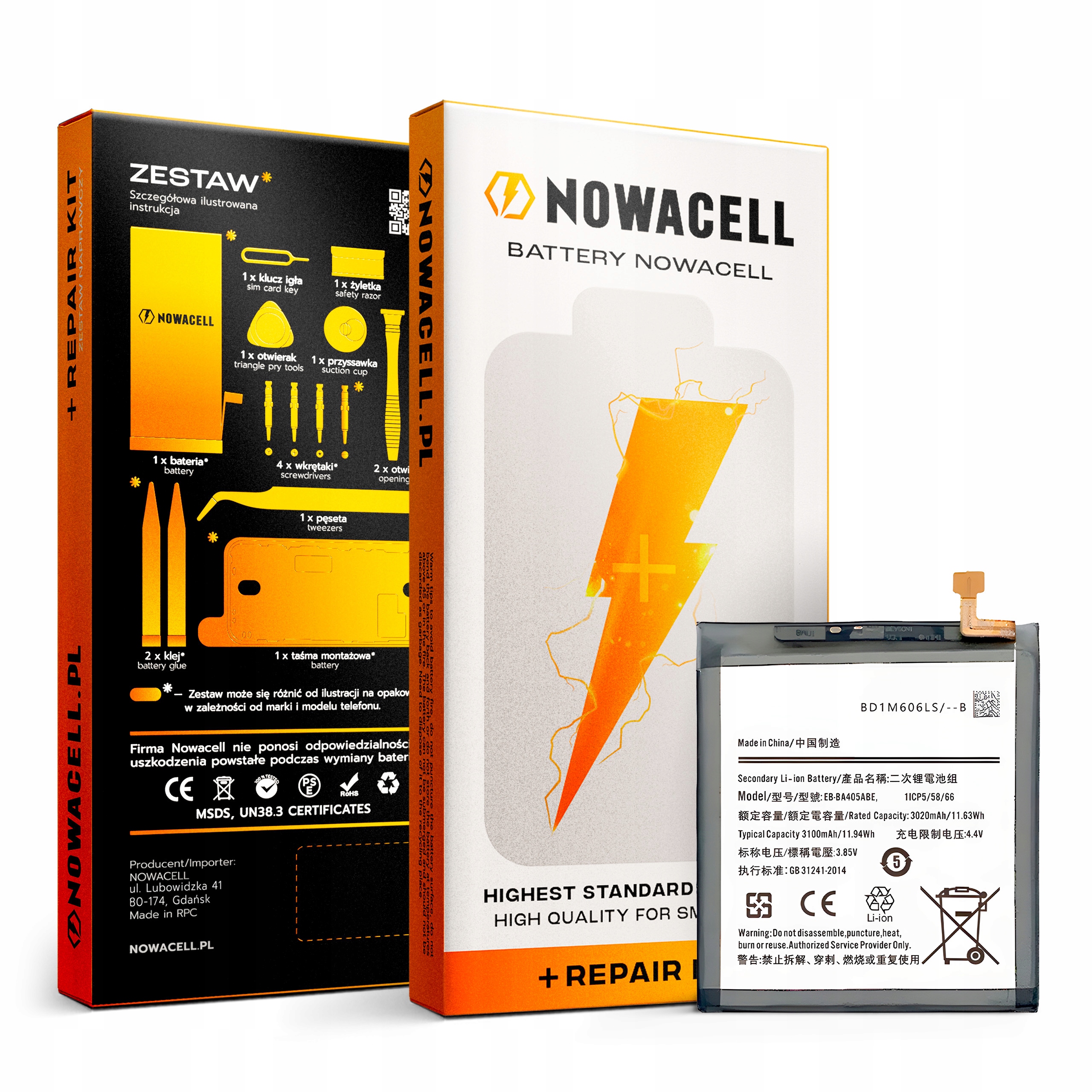Zestaw Bateria EB-BA405ABE + KLEJ B7000 do Samsung A40 3100 mAh Akumulator