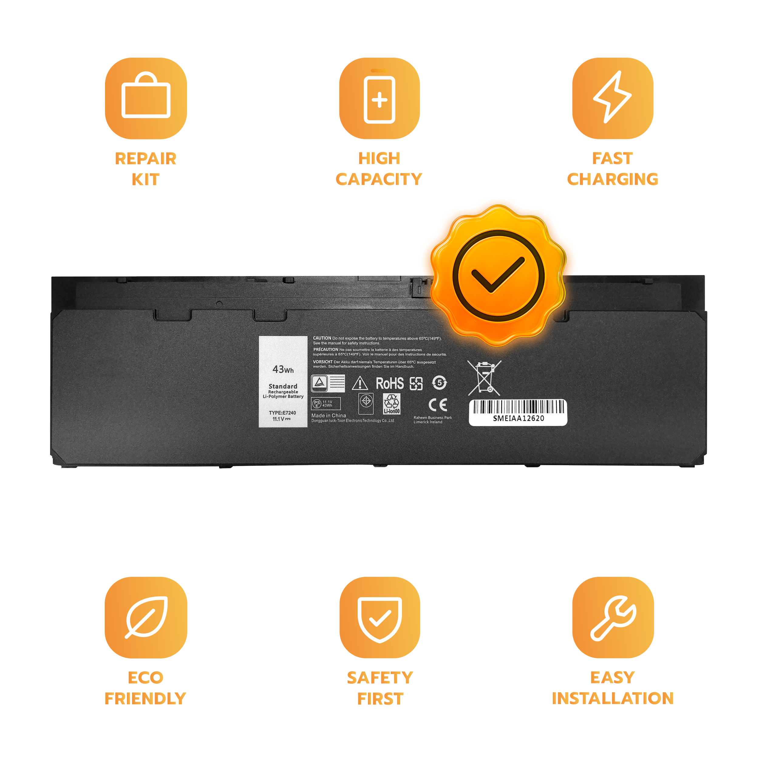 Bateria E7240 WD52H do Dell Latitude E7240 E7250 451-BBFX GVD76 11.1V 43 Wh