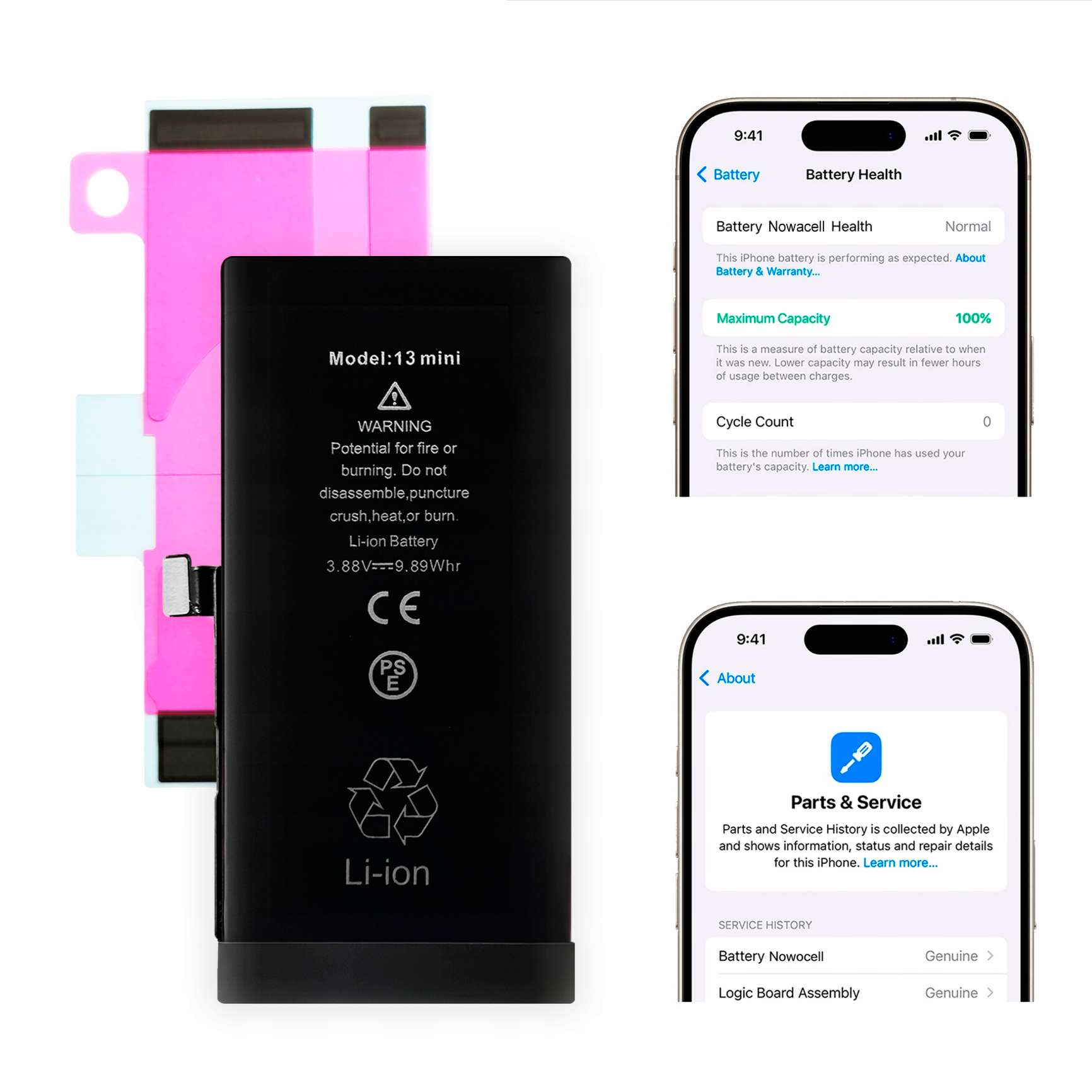 Bateria do iPhone 13 Mini BEZ KOMUNIKATU Większa pojemność 2480 mAh