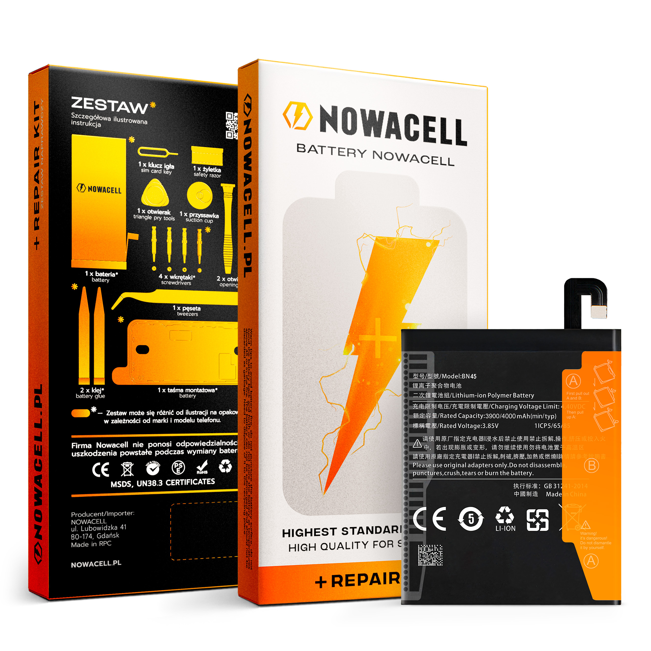 Bateria BN45 do Xiaomi Redmi Note 5, 4000 mAh, Zestaw Naprawczy
