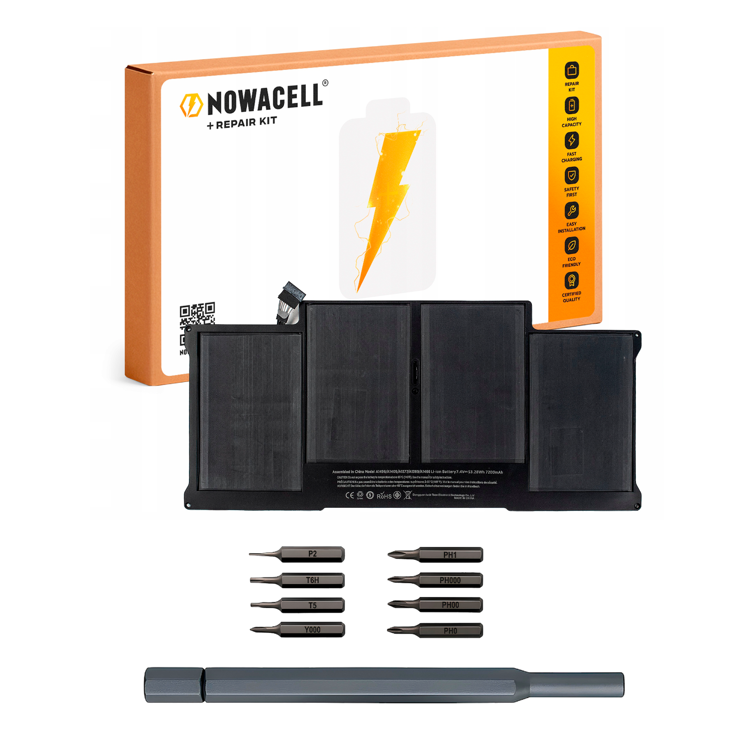 Bateria A1496 do MacBook Air 13 2010-2017 A1466 A1369 53,28Wh 7,4V 7200 mAh