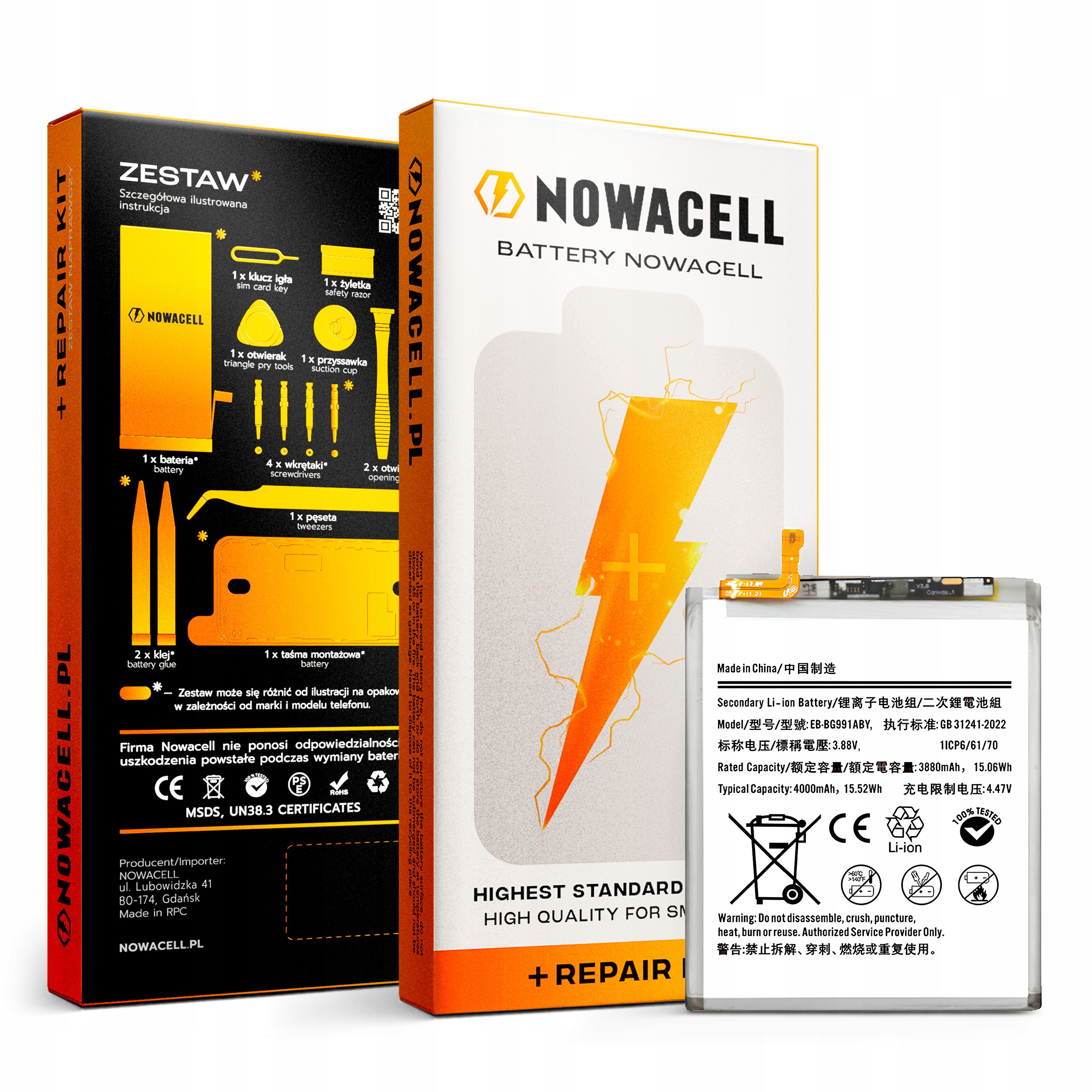 Bateria EB-BG991ABY do Samsung Galaxy S21 Zestaw 4000 mAh NOWACELL