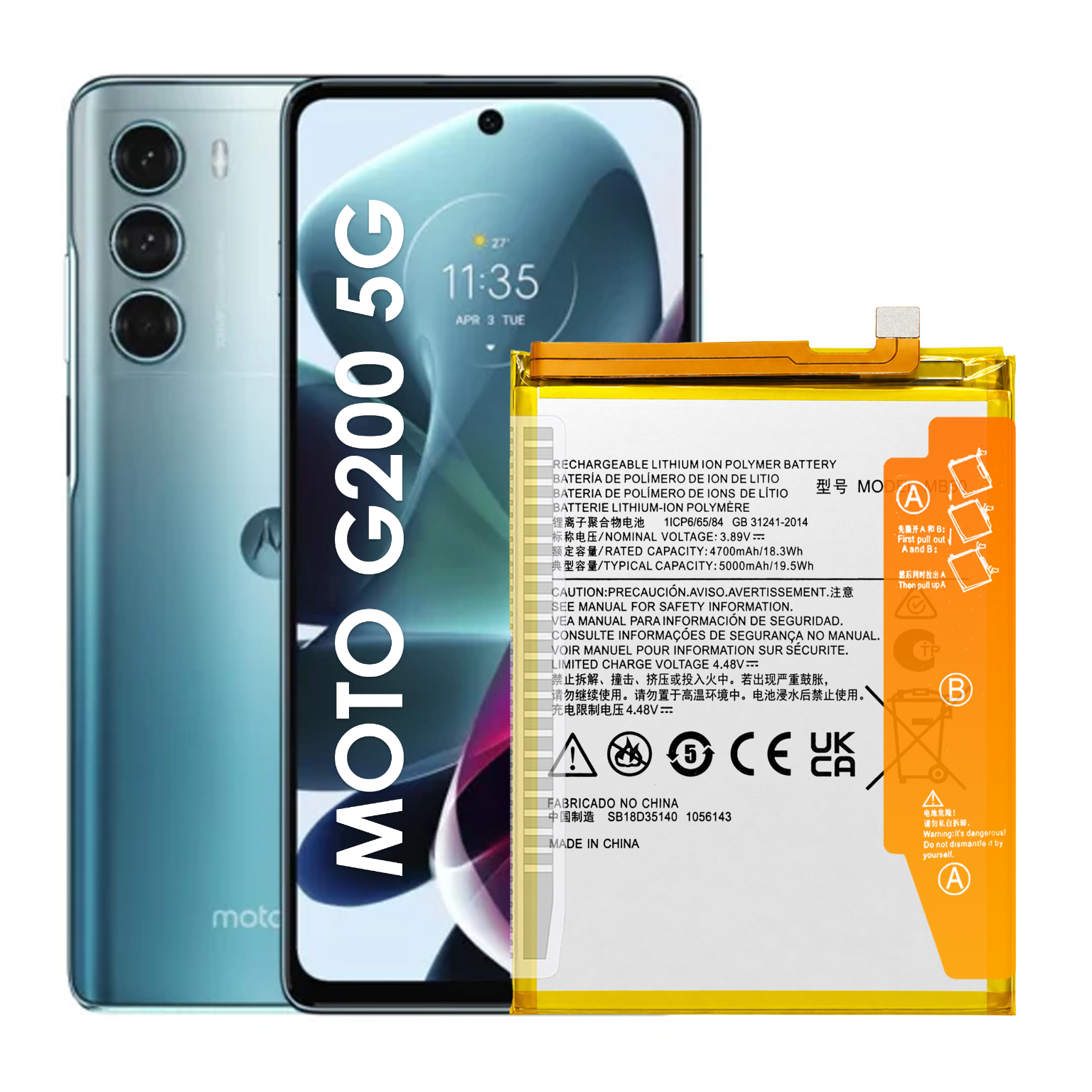 Zestaw Bateria MB50 do Motorola Moto G200 5G XT2175, 5000 mAh, NOWACELL