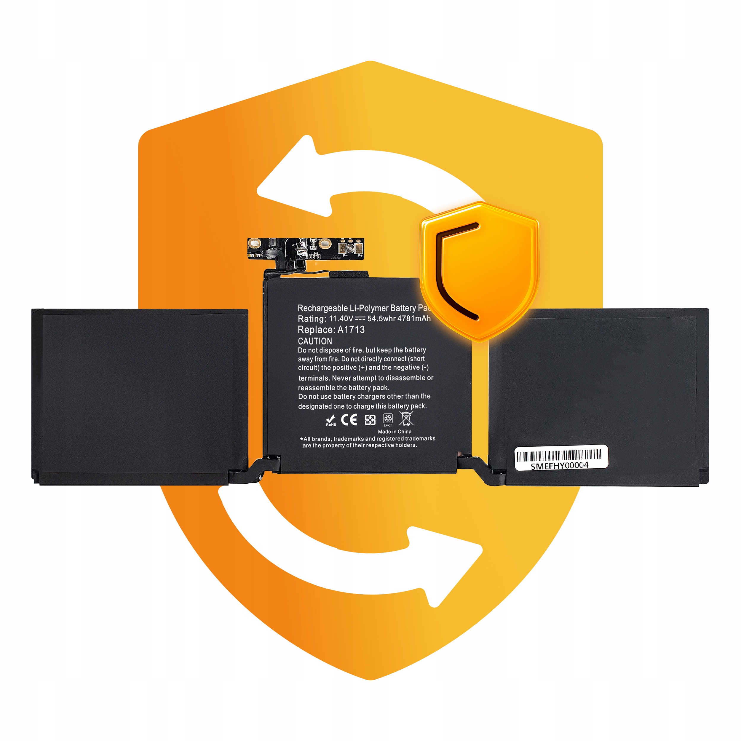 Bateria A1713 do MacBook Pro 13 A1708 2016 2017 54,5 Wh 11,4 V 4781 mAh