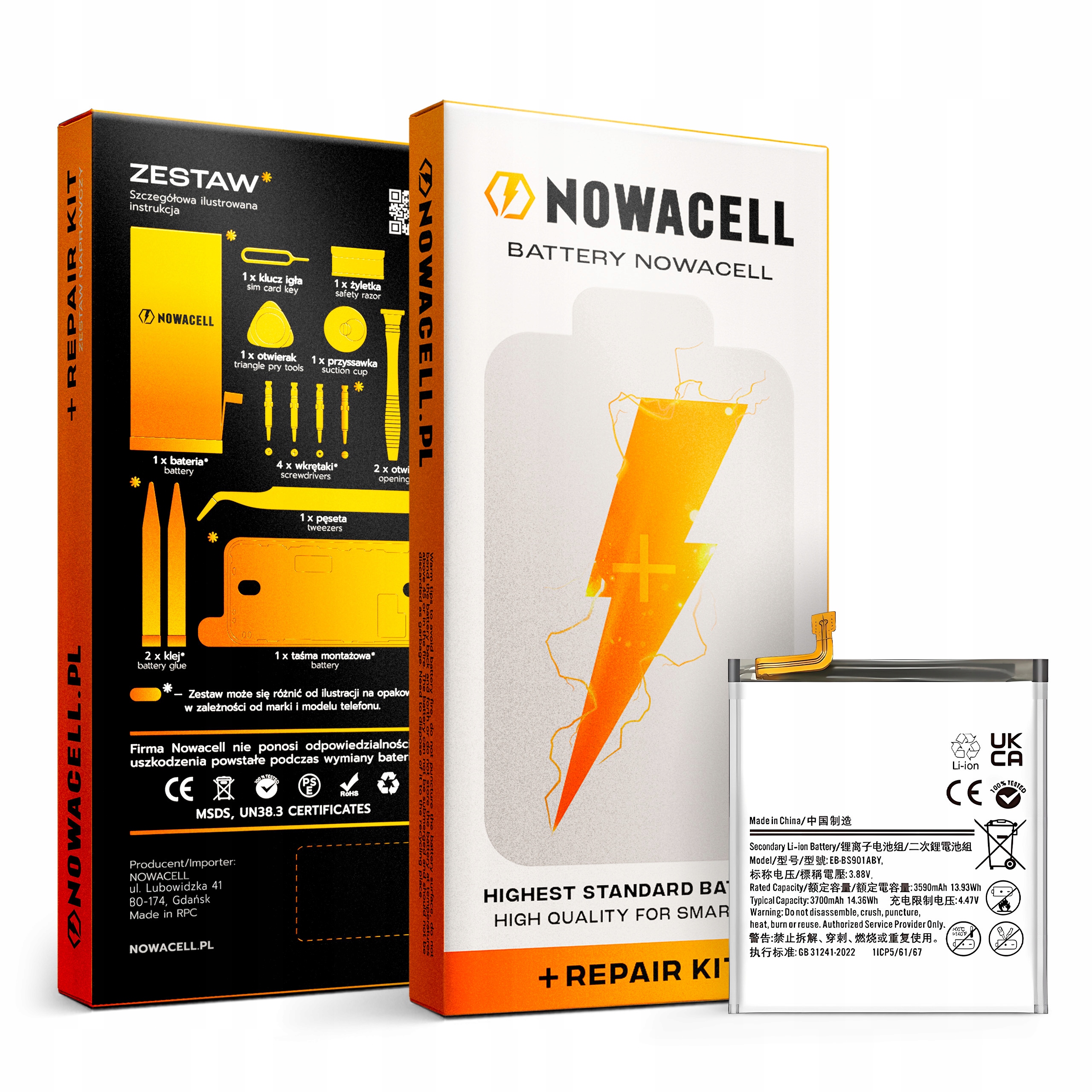 Bateria EB-BS901ABY do Samsung Galaxy S22 Zestaw 3700 mAh NOWACELL
