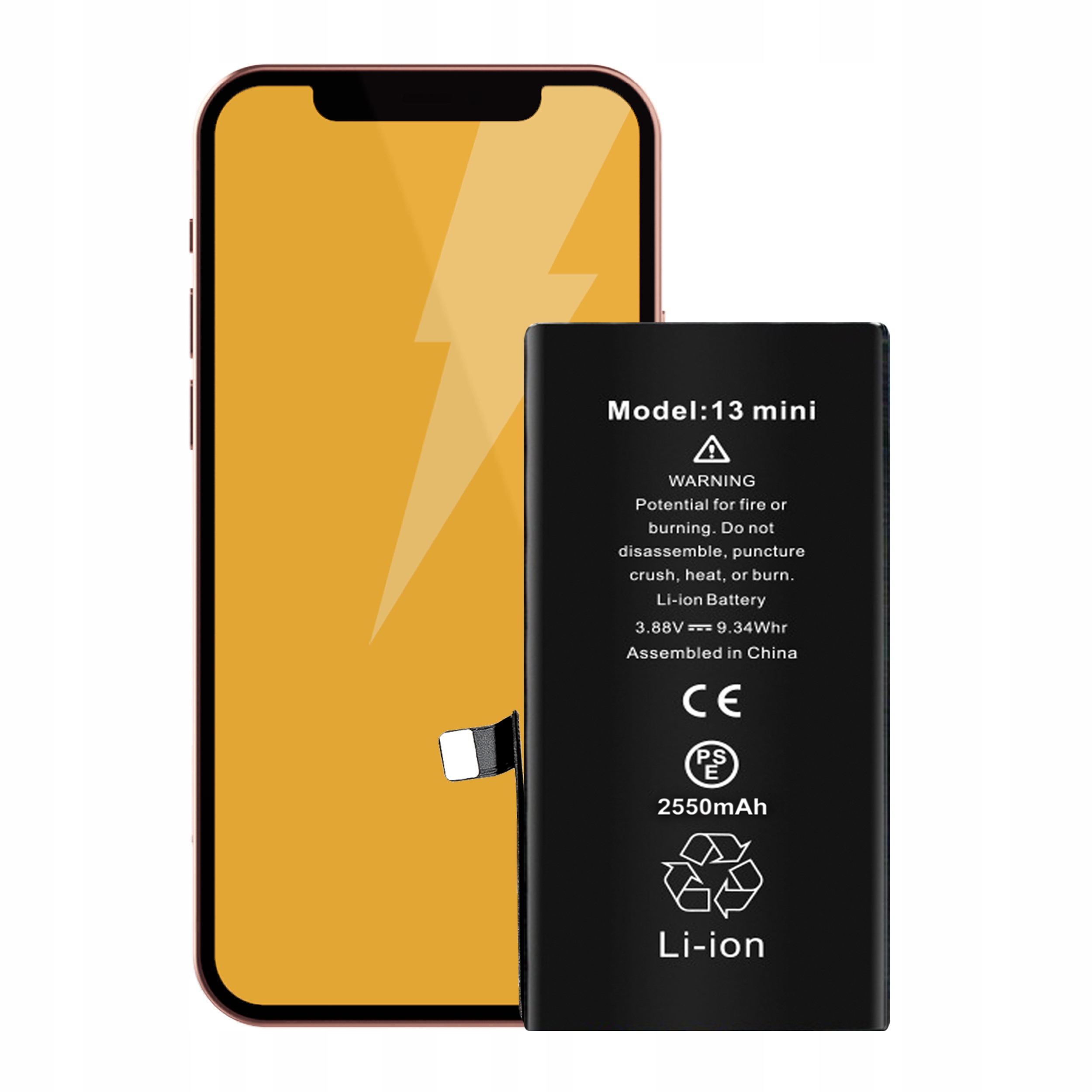 Bateria + Uszczelka do iPhone 13 Mini Większa Pojemność 2550 mAh NOWACELL