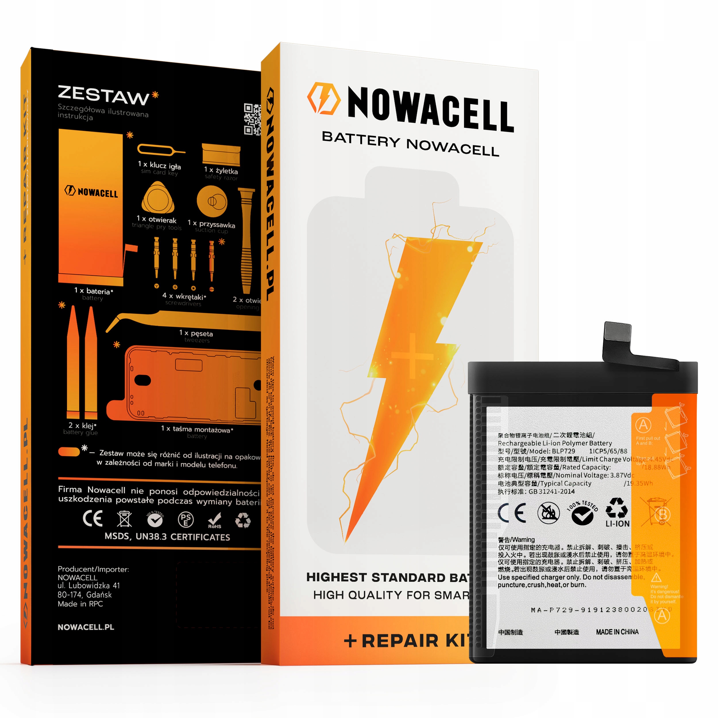 Bateria BLP729 do Realme 5, 5i, 5Pro, C11 (2021), C21, 5000 mAh, Zestaw