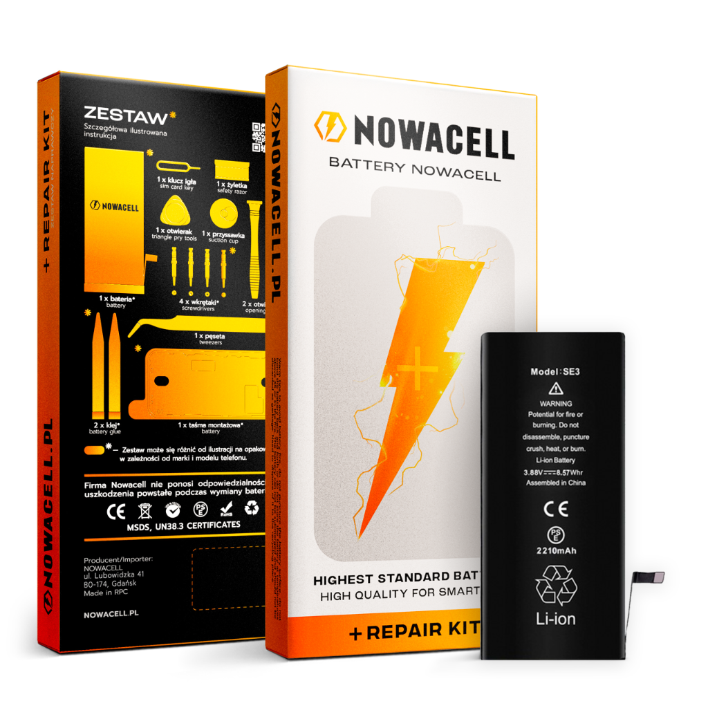 Bateria do iPhone SE 3 2022 Większa Pojemność 2200 mAh Zestaw NOWACELL