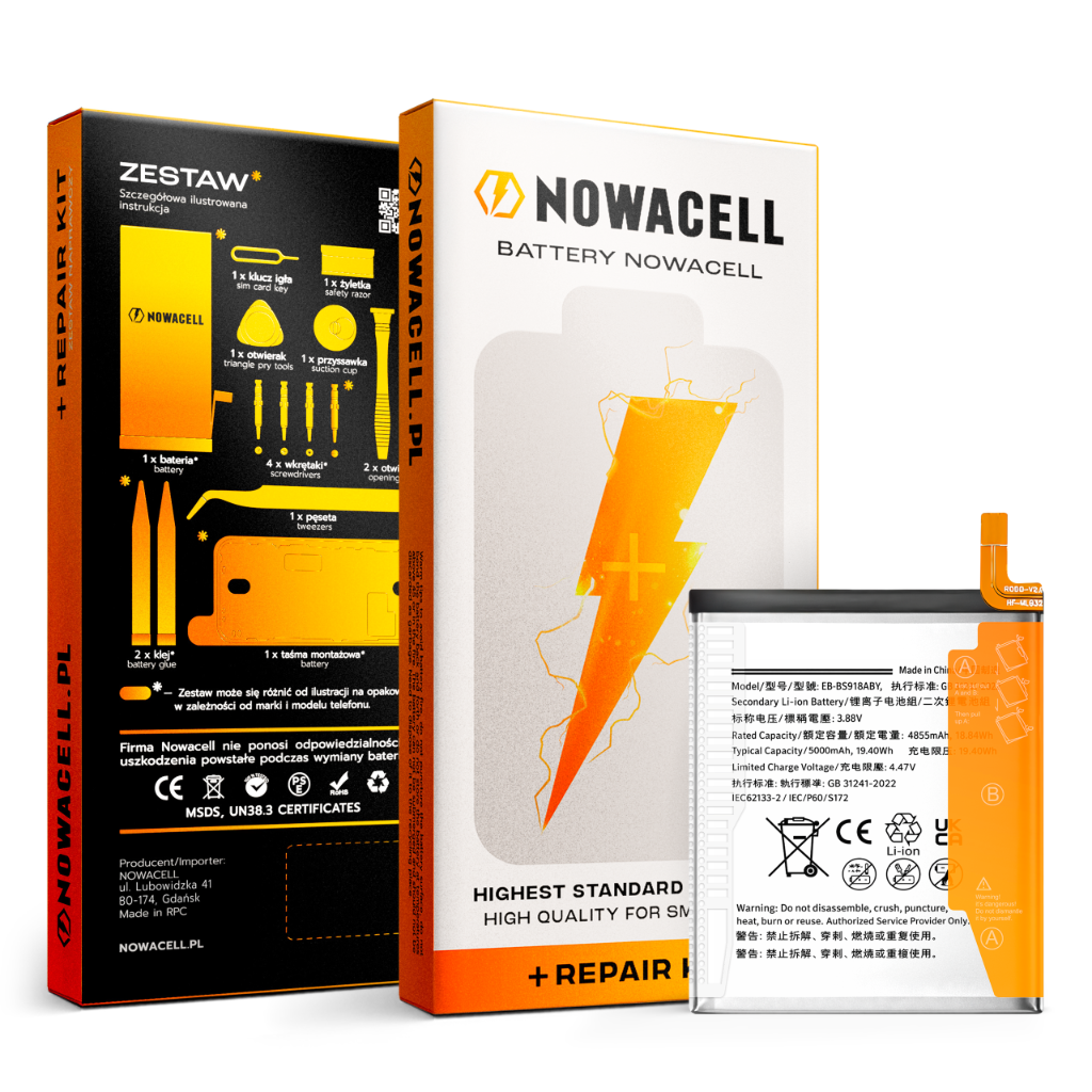 Bateria EB-BS918ABY do Samsung Galaxy S23 Ultra 5G 5000mAh NOWACELL Zestaw